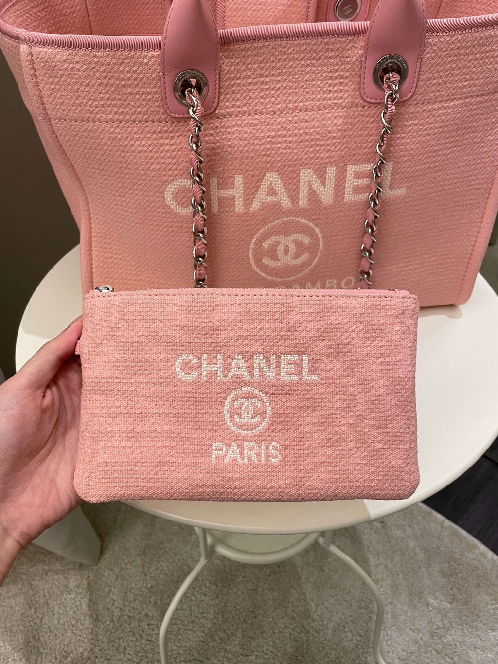 Chanel Deauville Shopper Tote Pink
