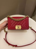 Chanel Quilted Small Boy Red Caviar