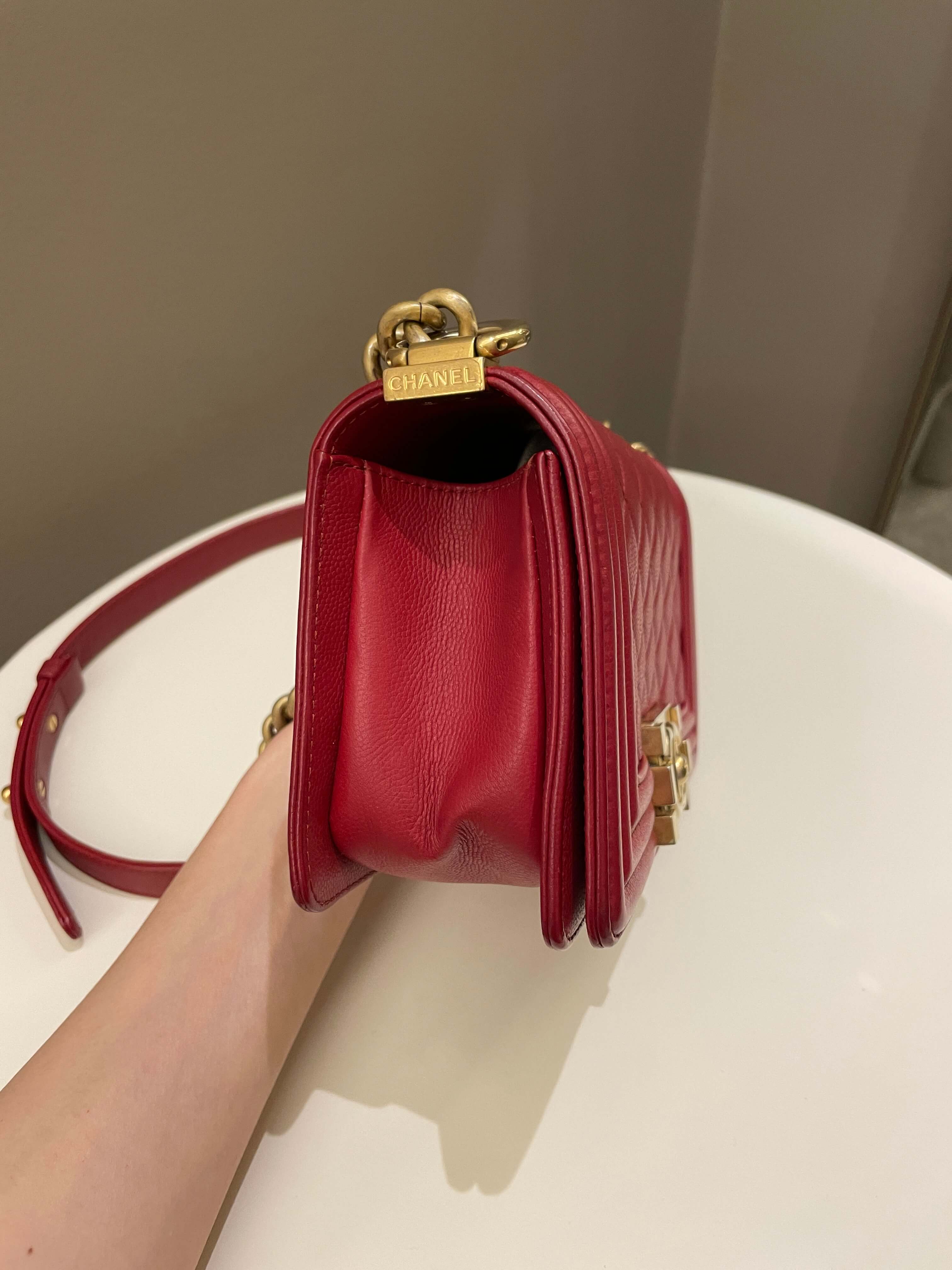 Chanel Quilted Small Boy Red Caviar