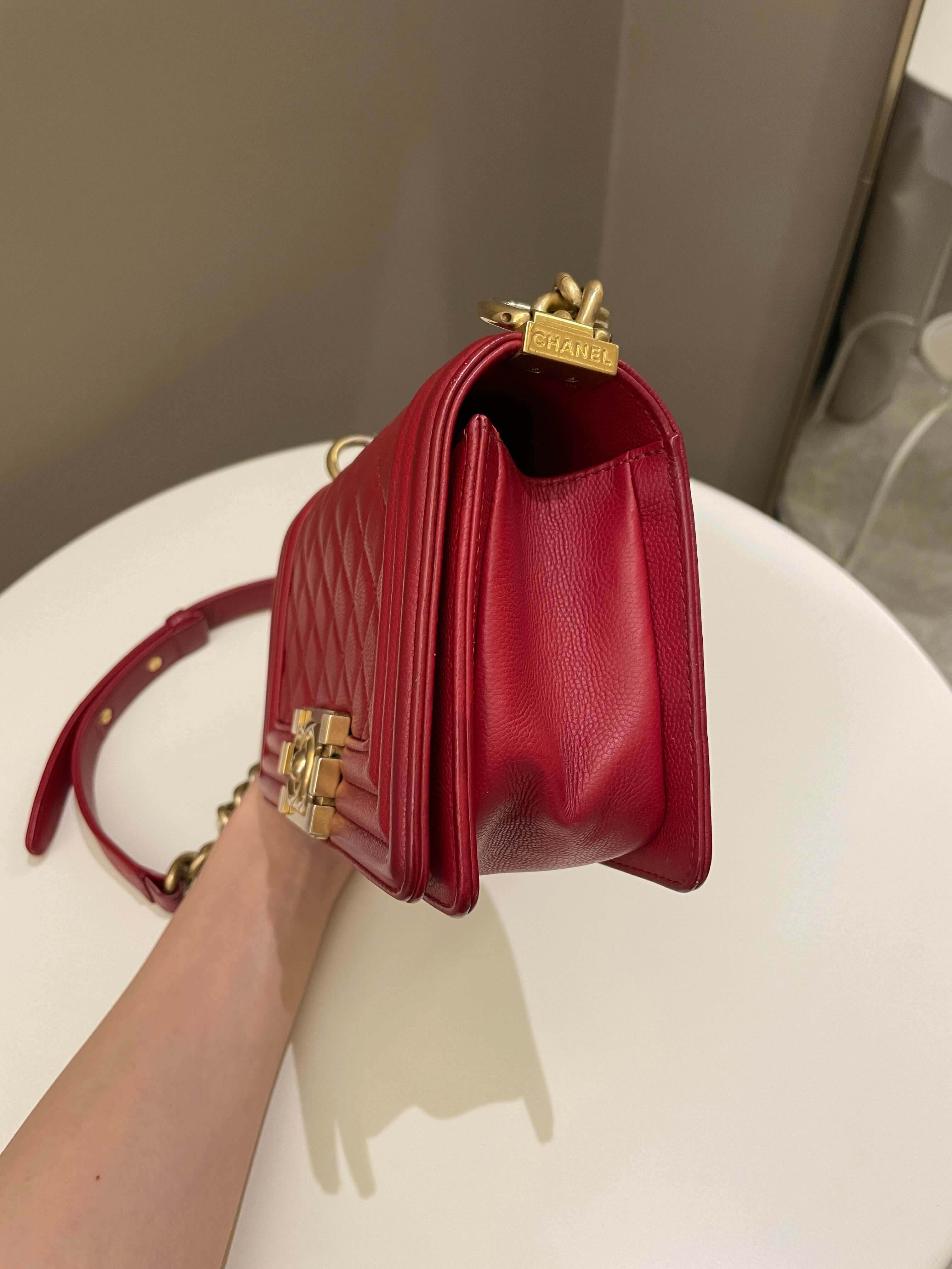 Chanel Quilted Small Boy Red Caviar