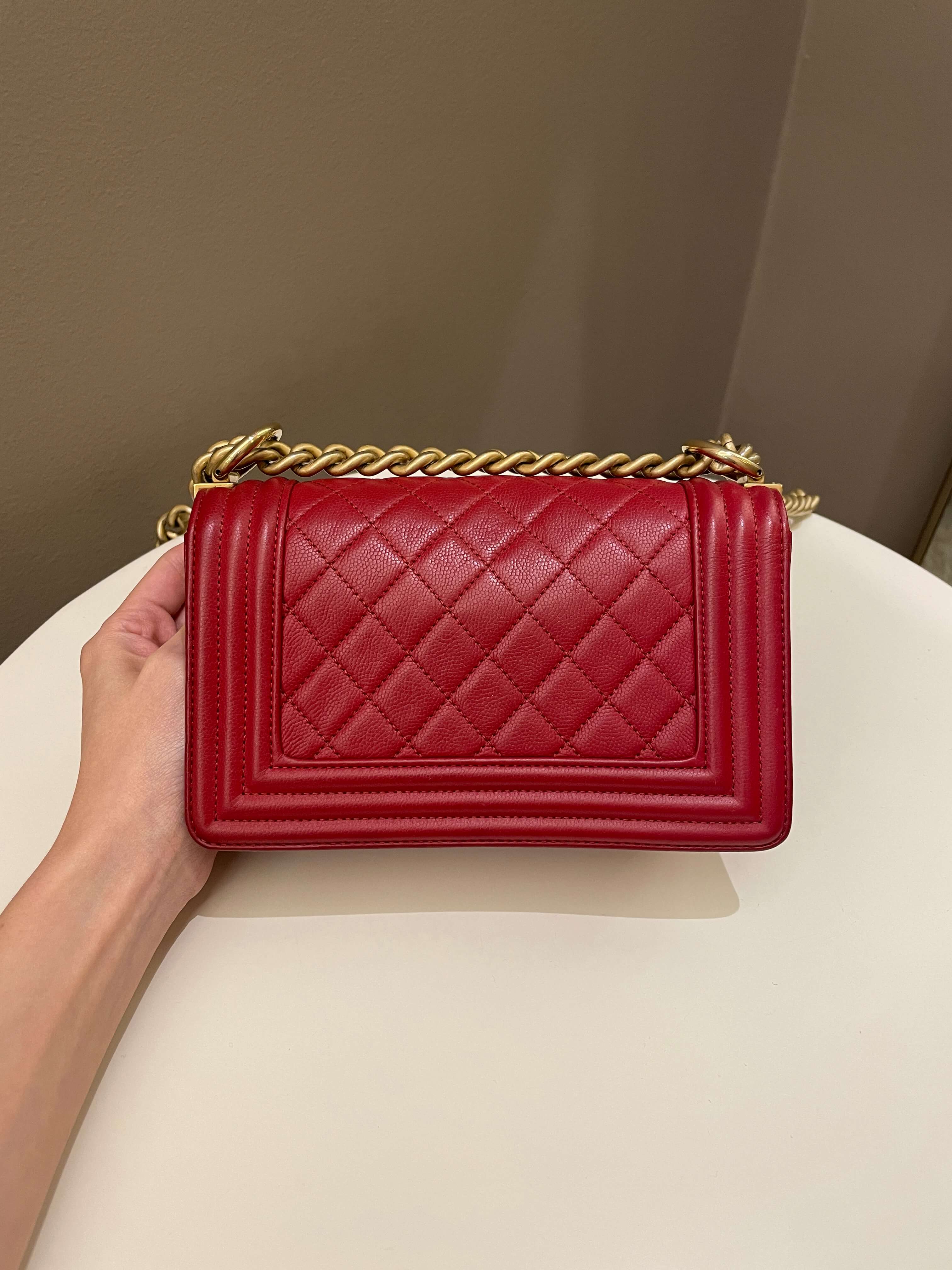 Chanel Quilted Small Boy Red Caviar