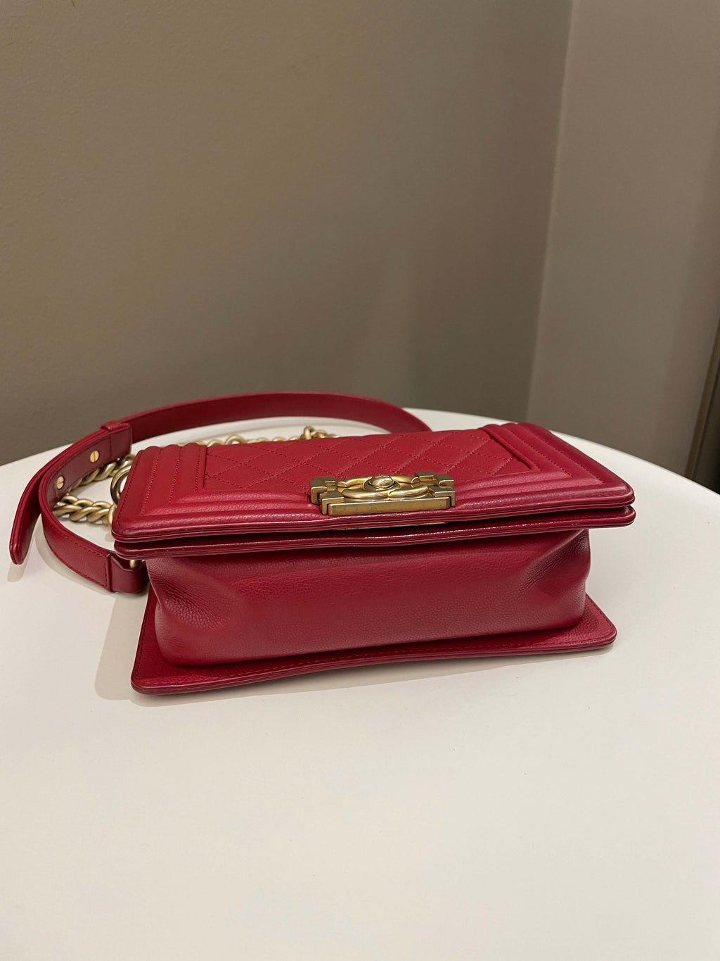 Chanel Quilted Small Boy Red Caviar