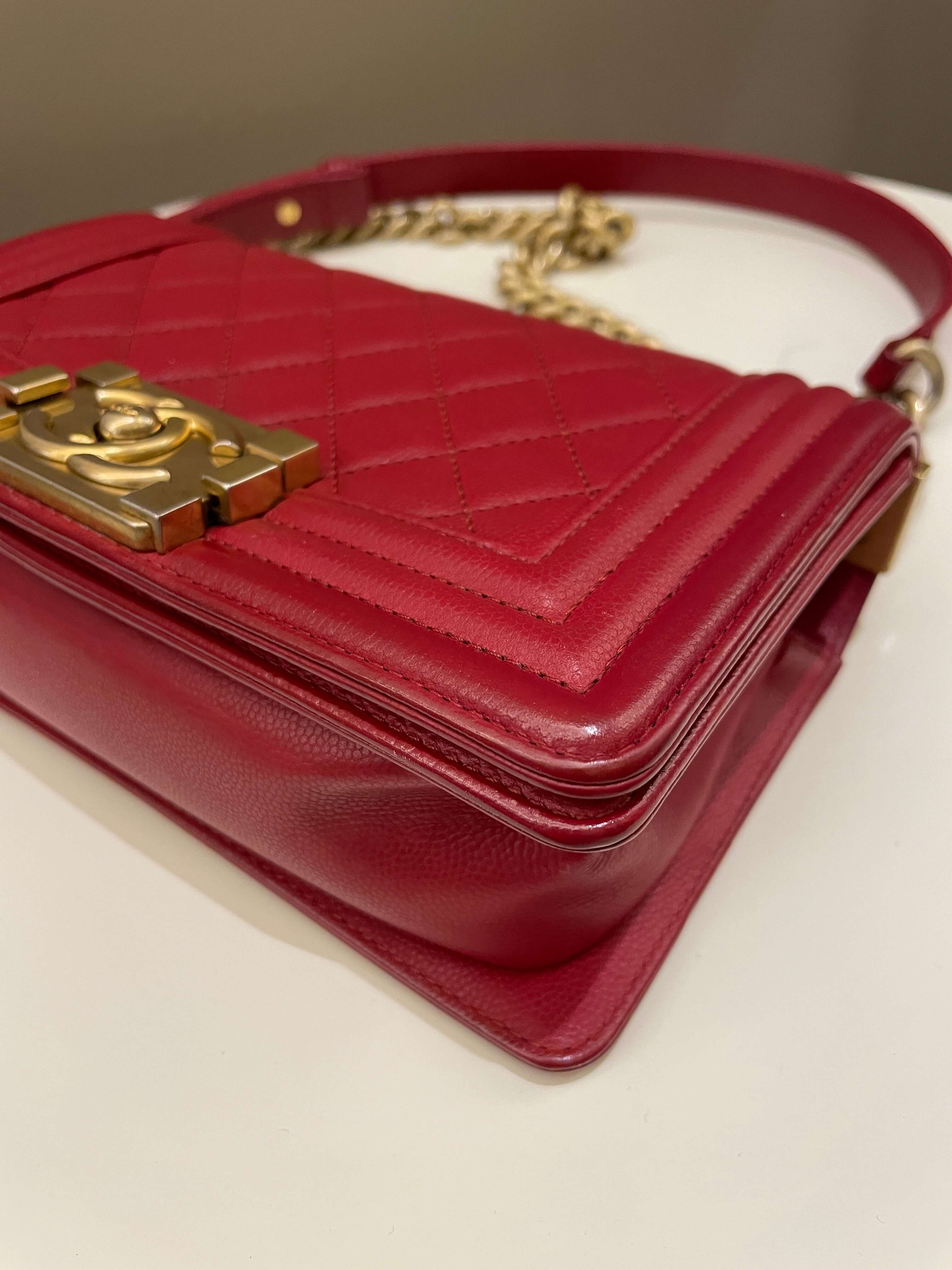 Chanel Quilted Small Boy Red Caviar