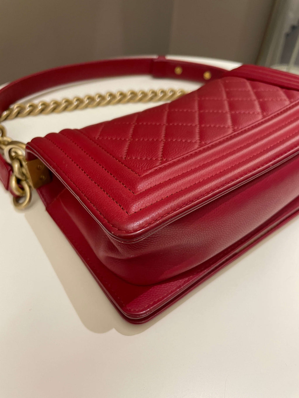 Chanel Quilted Small Boy Red Caviar