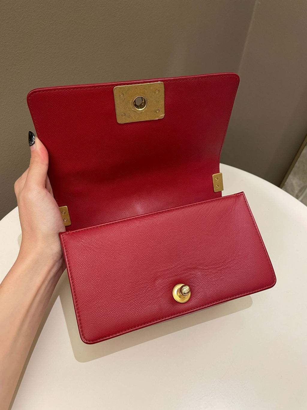 Chanel Quilted Small Boy Red Caviar