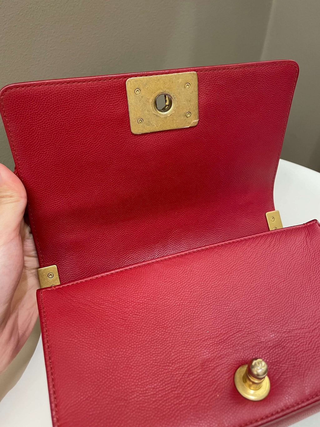 Chanel Quilted Small Boy Red Caviar