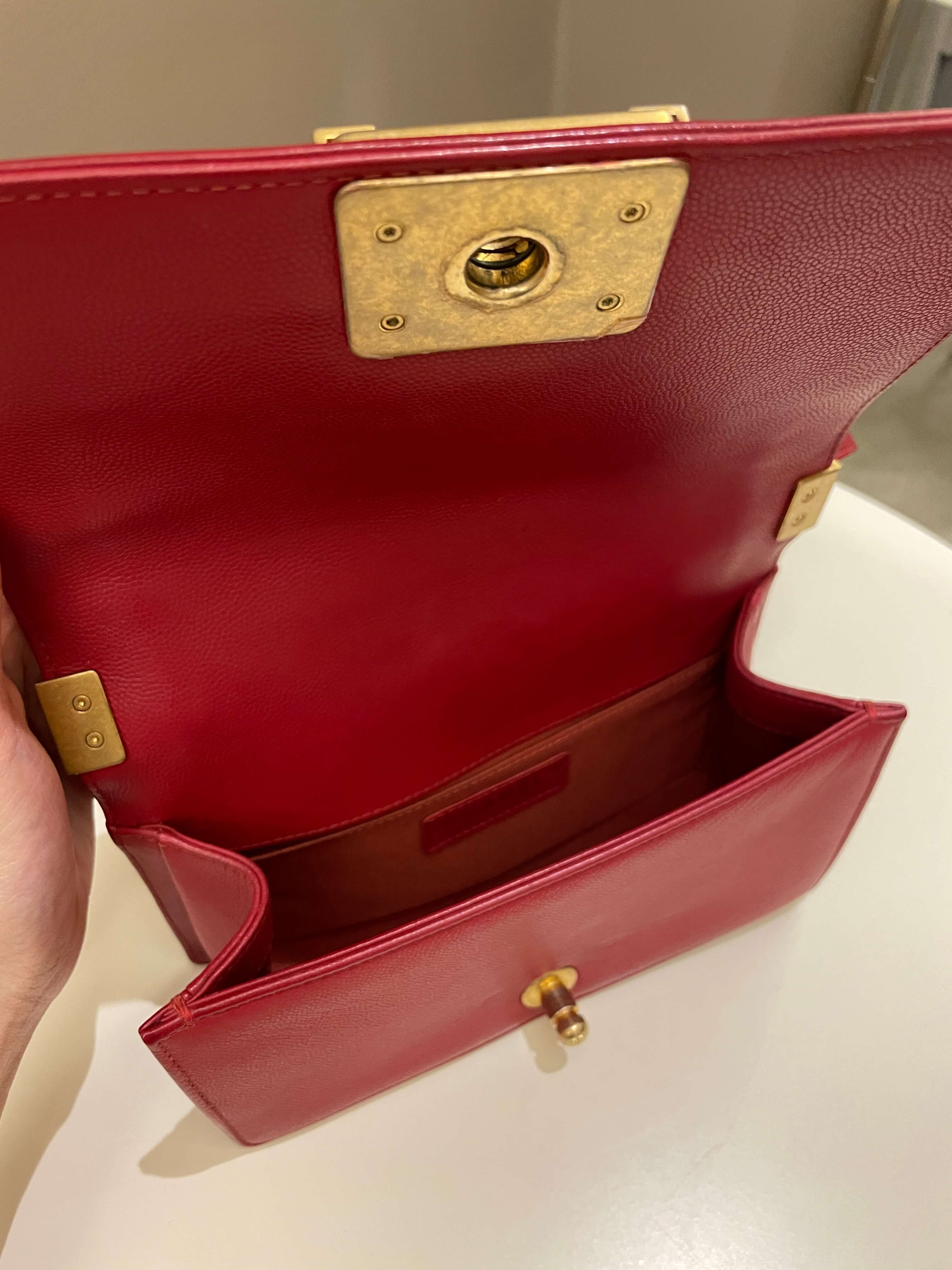 Chanel Quilted Small Boy Red Caviar