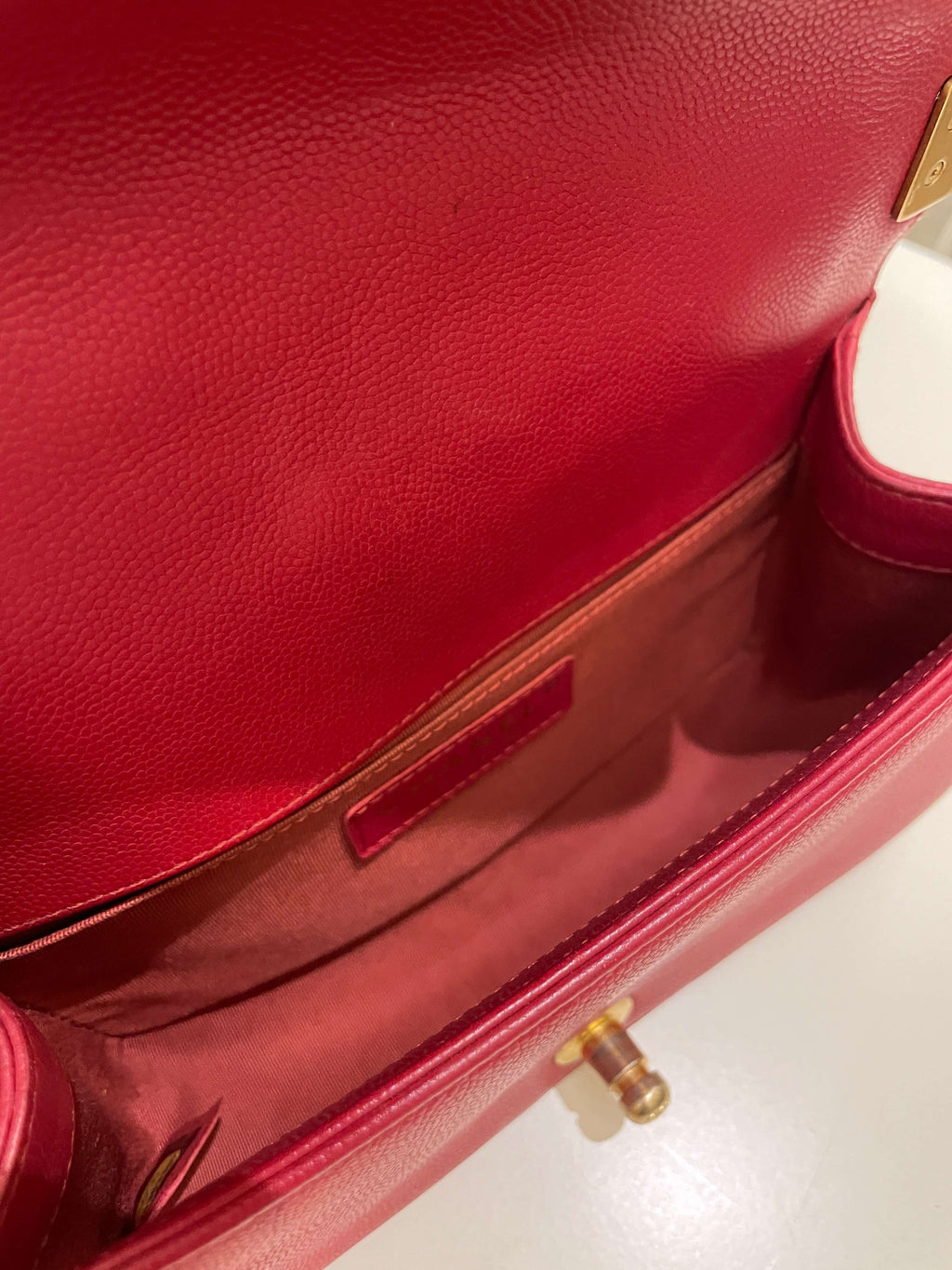 Chanel Quilted Small Boy Red Caviar