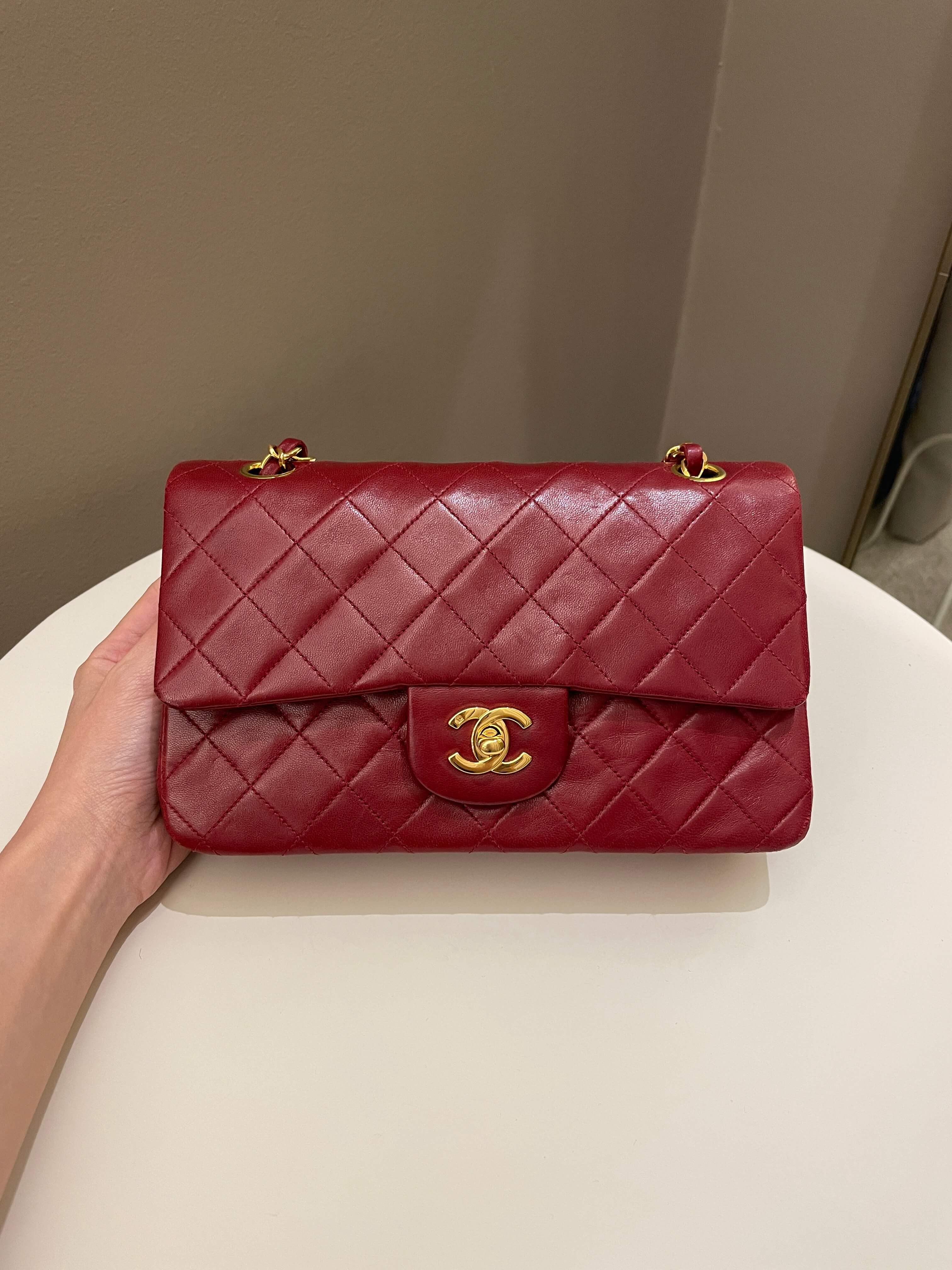 Chanel Vintage Classic Small Double Flap Red Lambskin