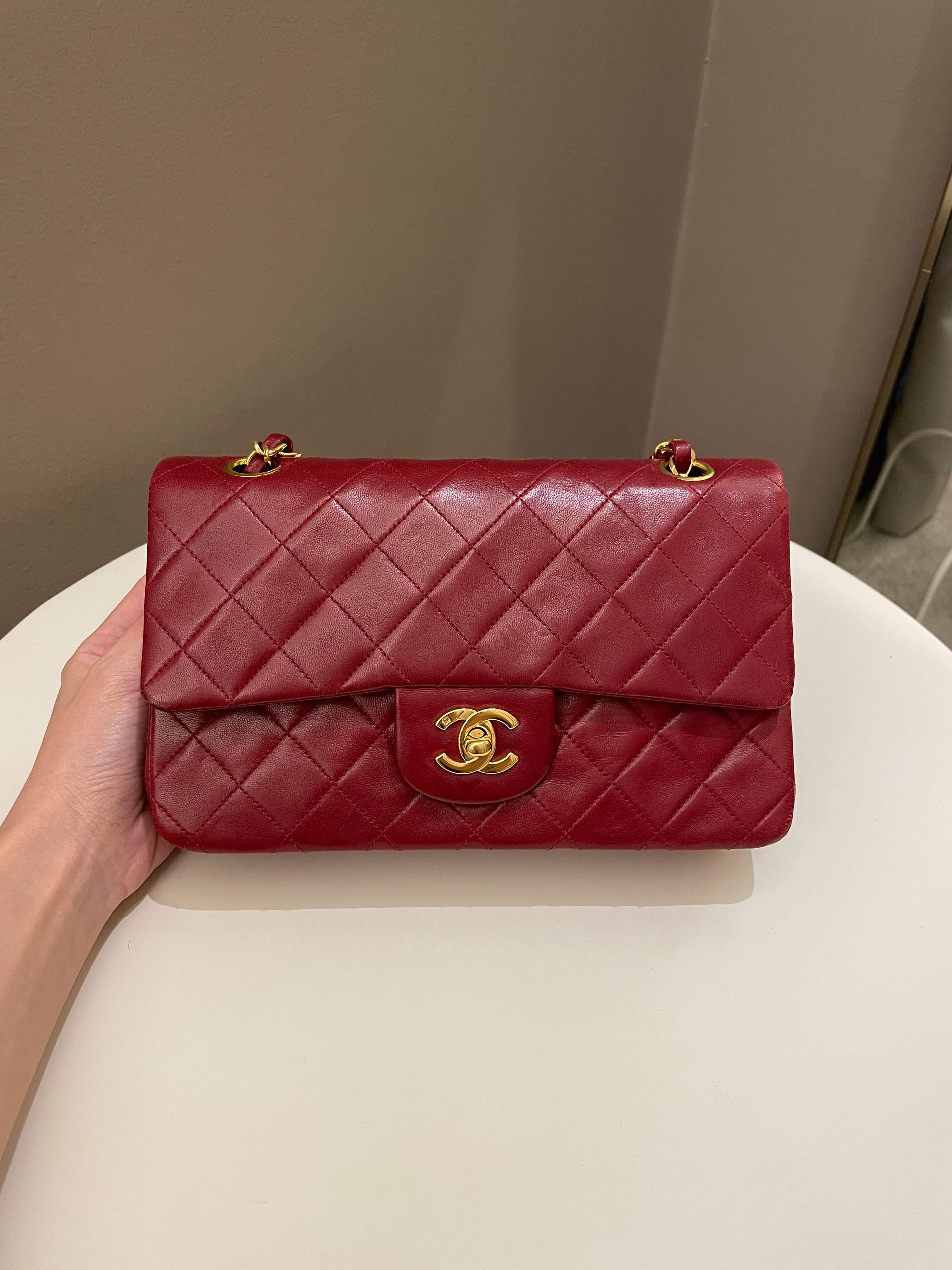 Chanel Vintage Classic Small Double Flap Red Lambskin