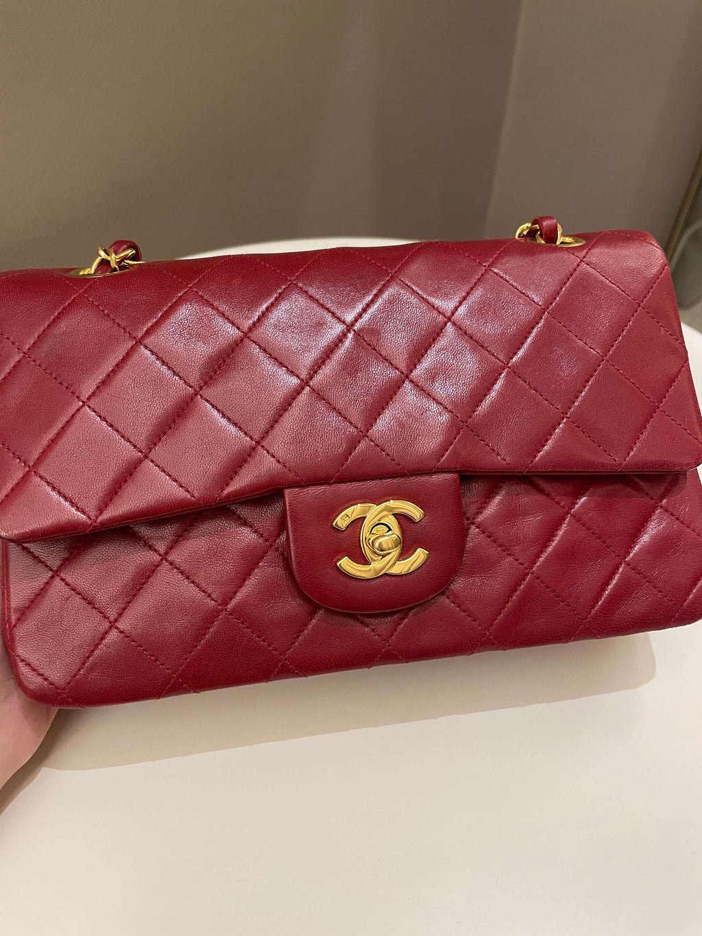 Chanel Vintage Classic Small Double Flap Red Lambskin
