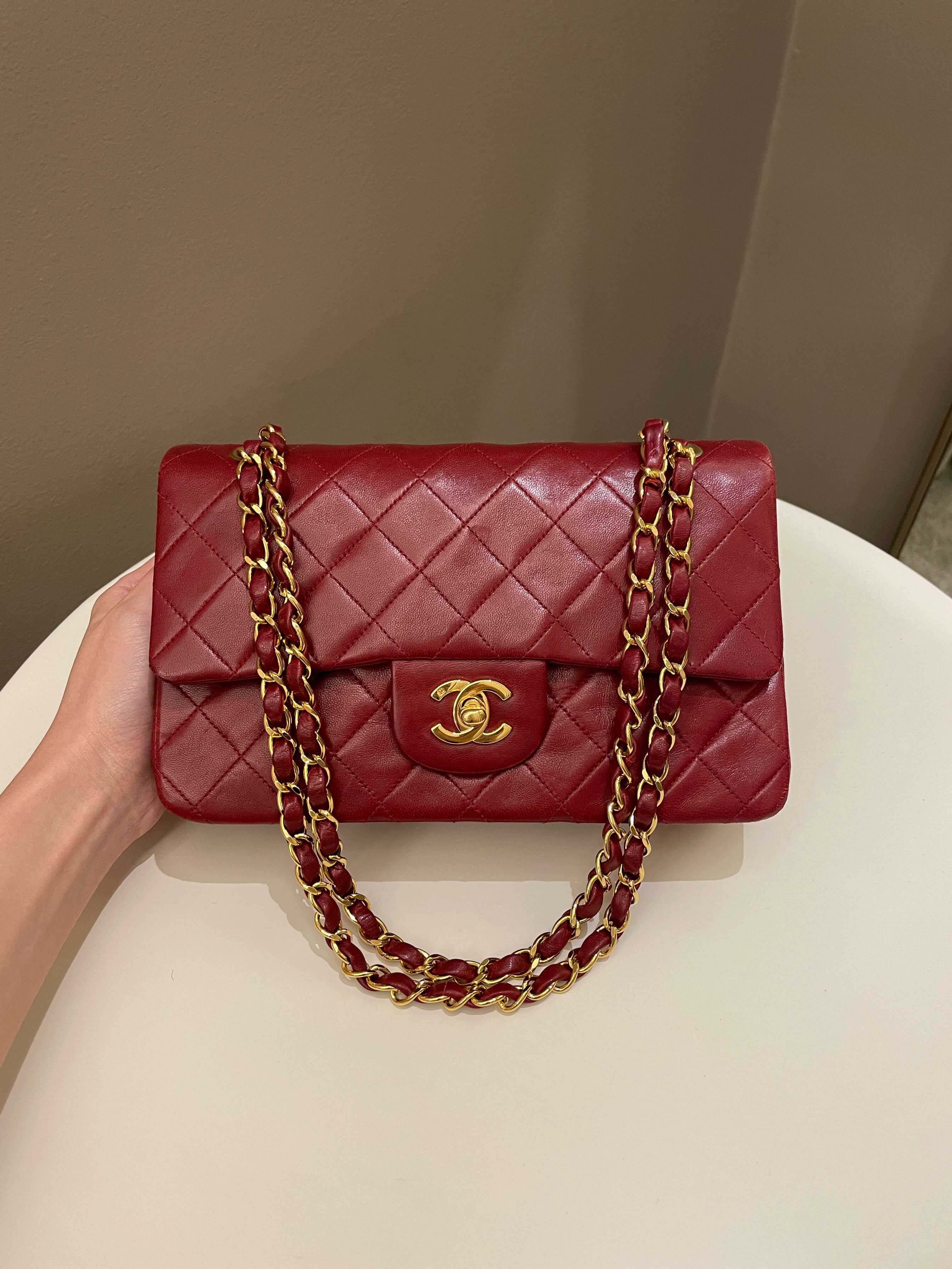 Chanel Vintage Classic Small Double Flap Red Lambskin