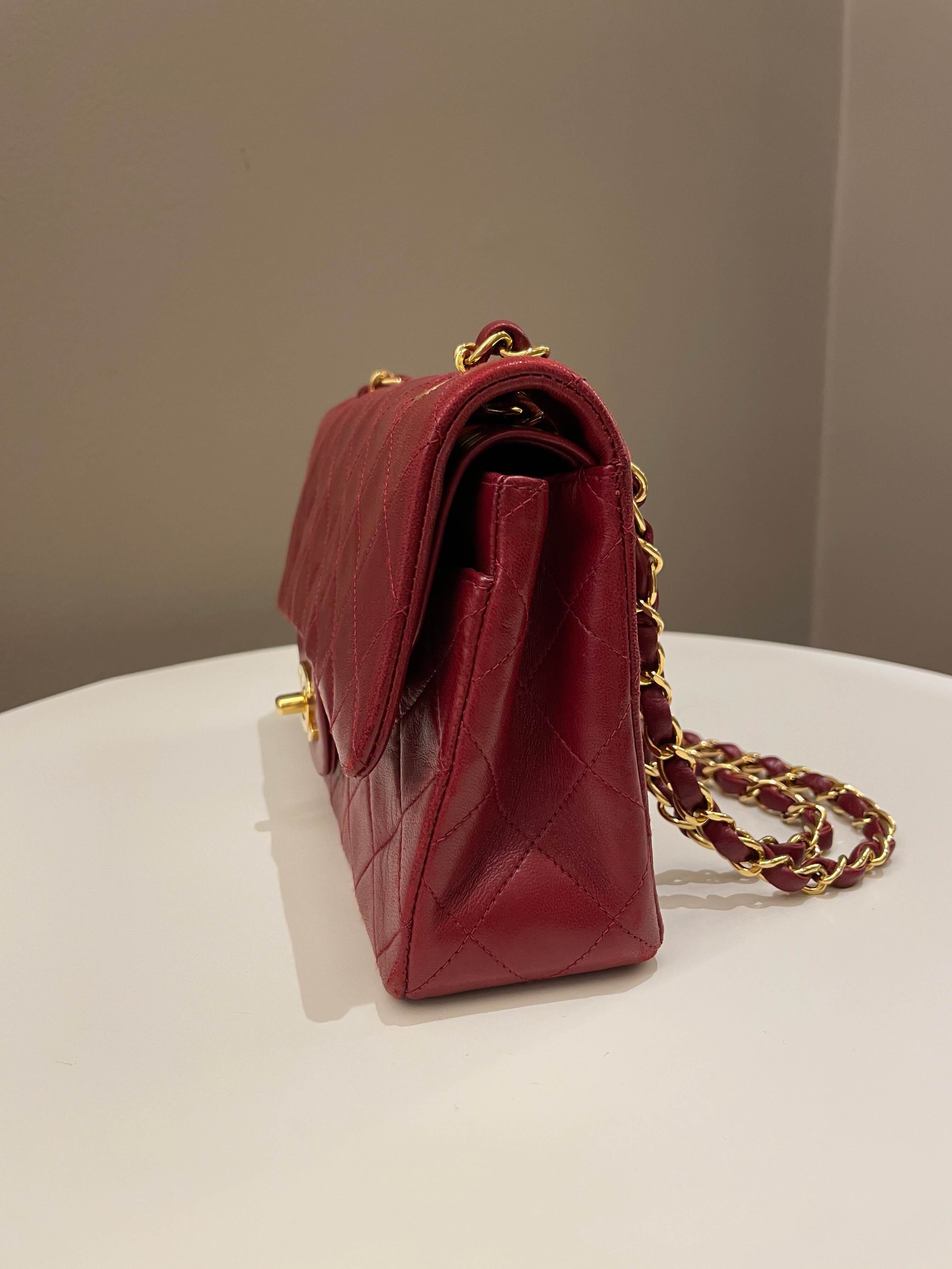 Chanel Vintage Classic Small Double Flap Red Lambskin