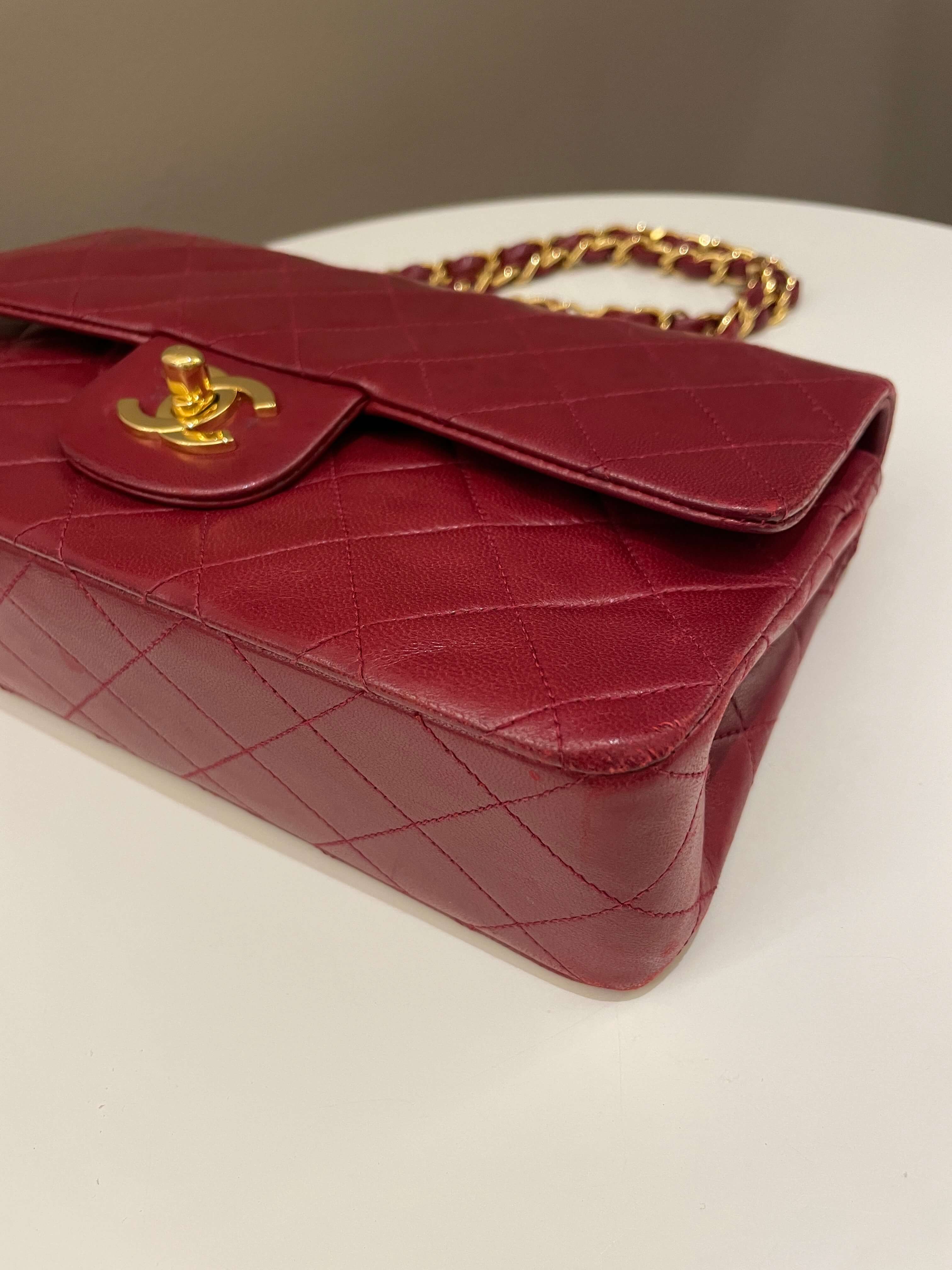 Chanel Vintage Classic Small Double Flap Red Lambskin