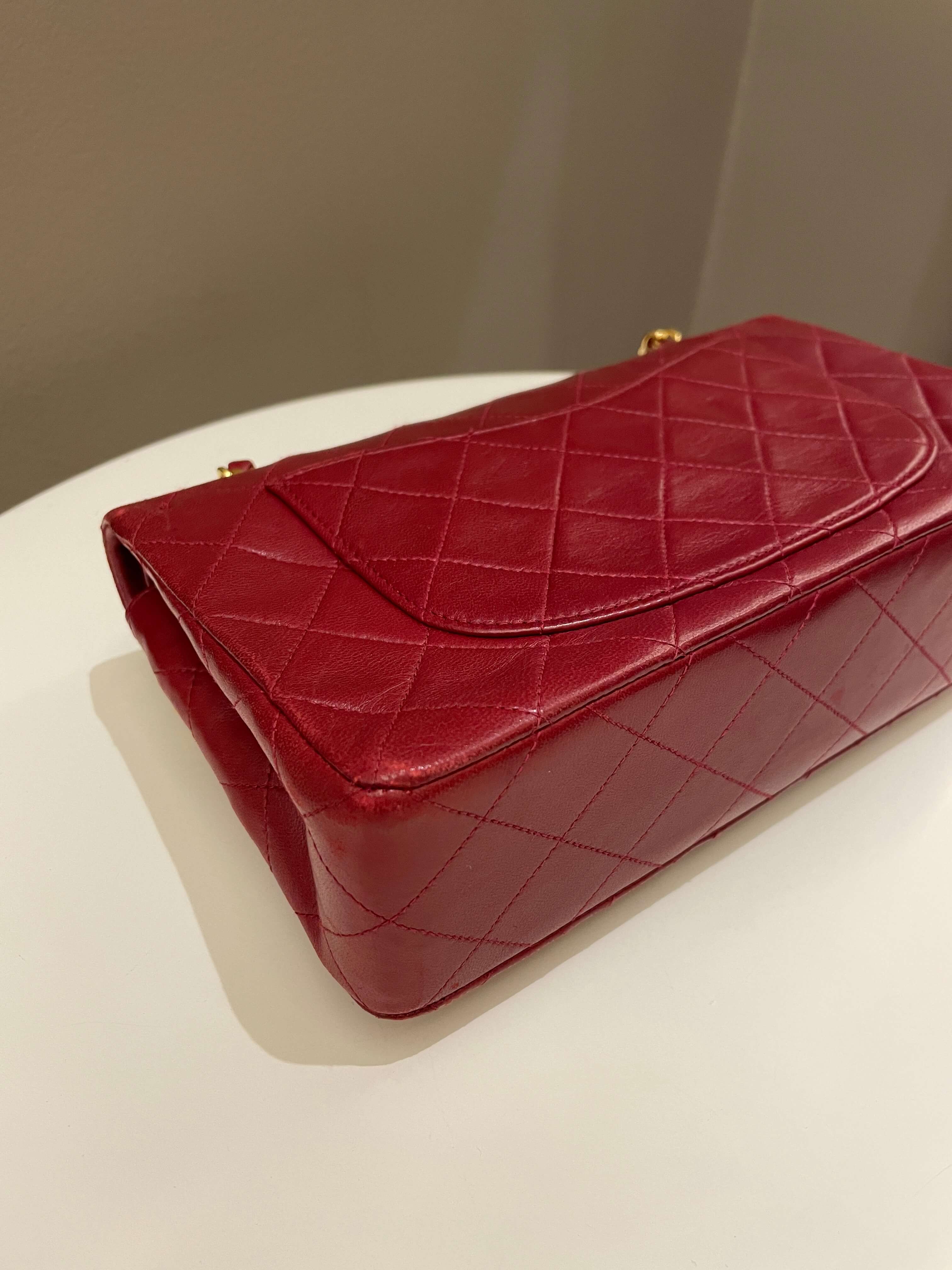 Chanel Vintage Classic Small Double Flap Red Lambskin