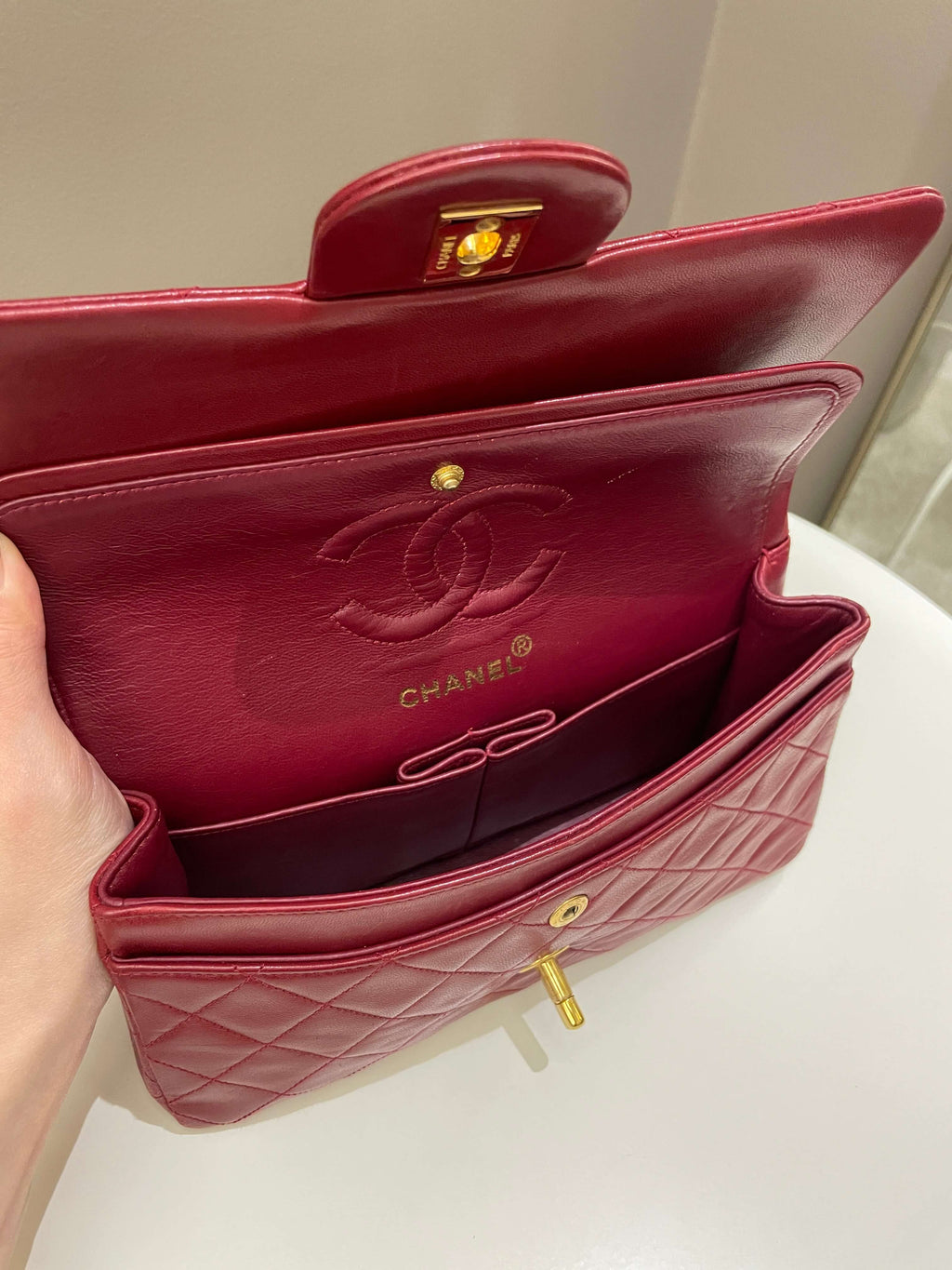 Chanel Vintage Classic Small Double Flap Red Lambskin