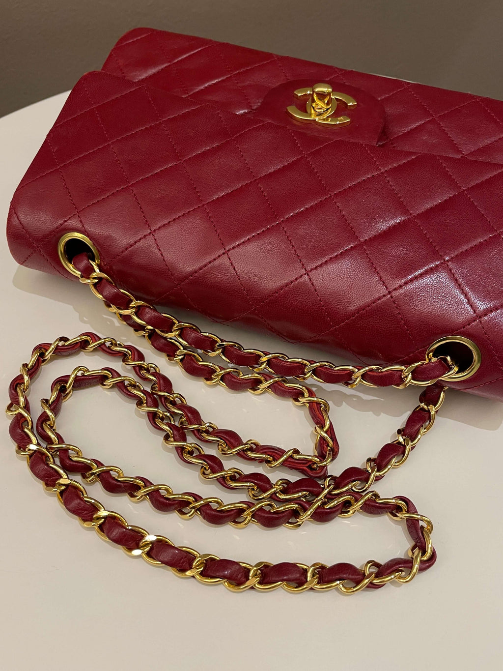 Chanel Vintage Classic Small Double Flap Red Lambskin