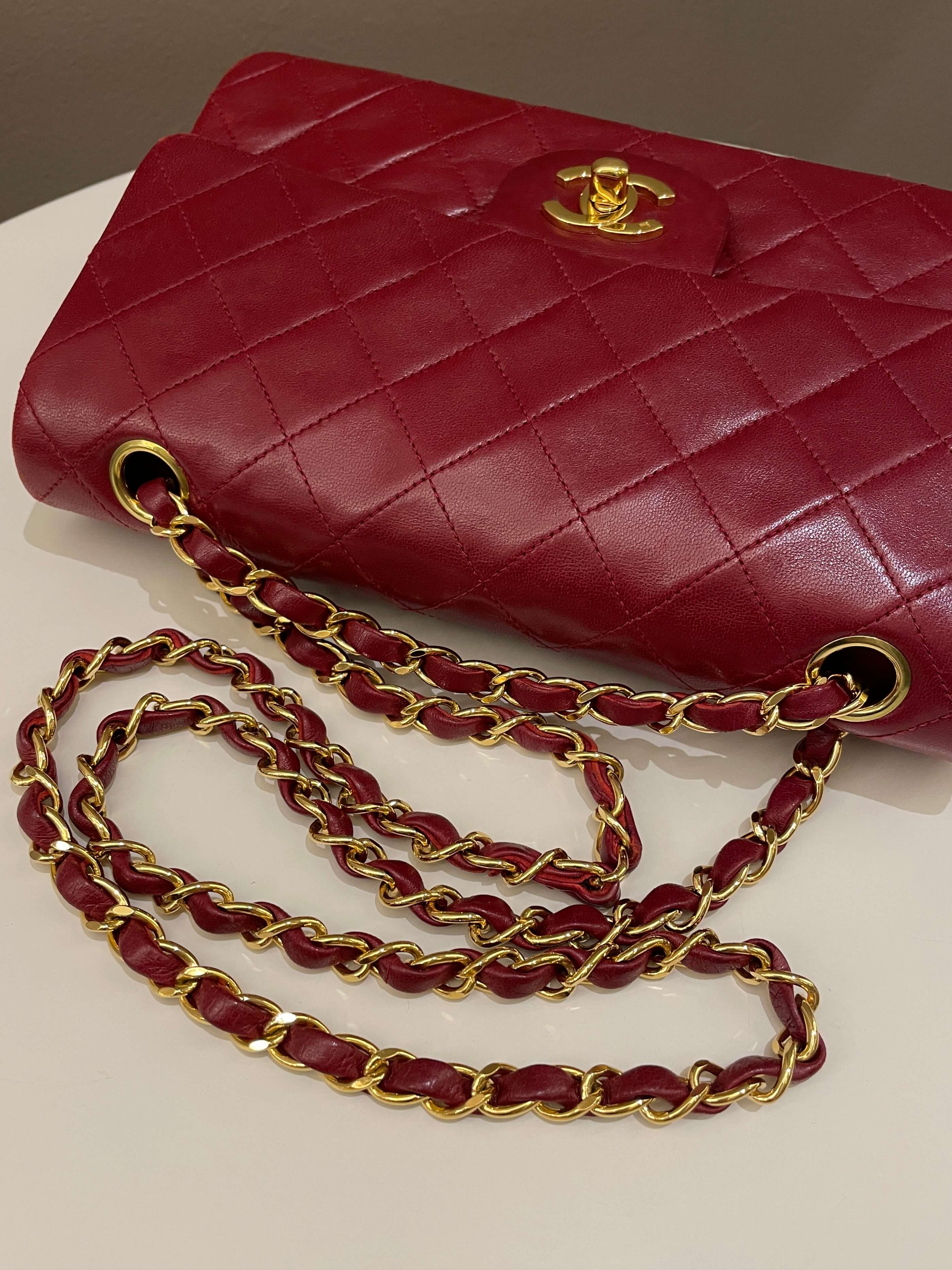 Chanel Vintage Classic Small Double Flap Red Lambskin