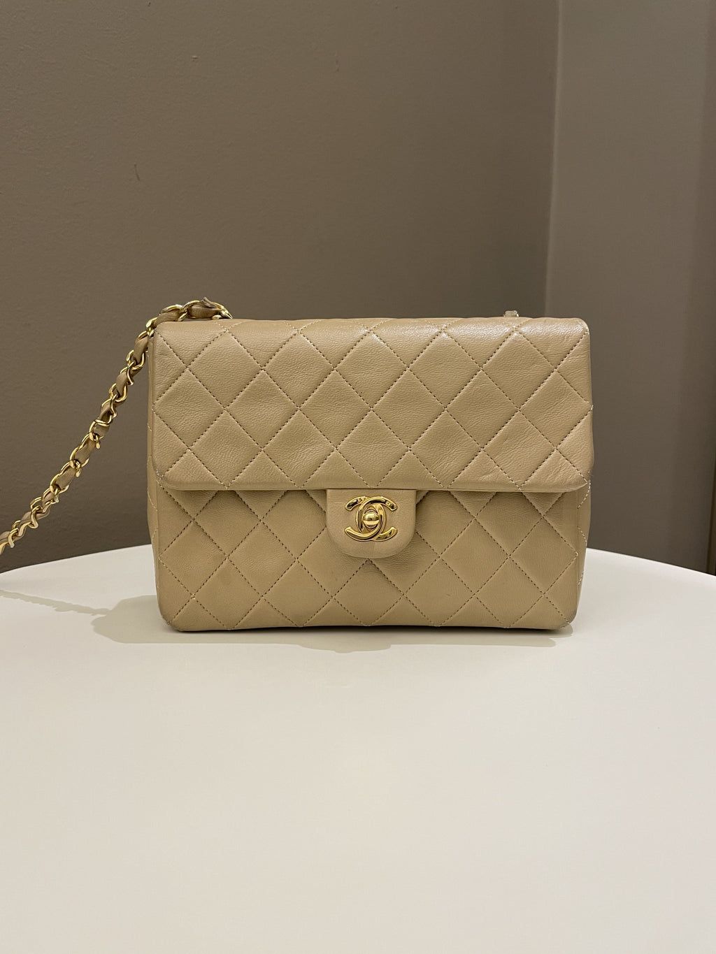 Chanel Vintage Quilted Flap Beige Lambskin