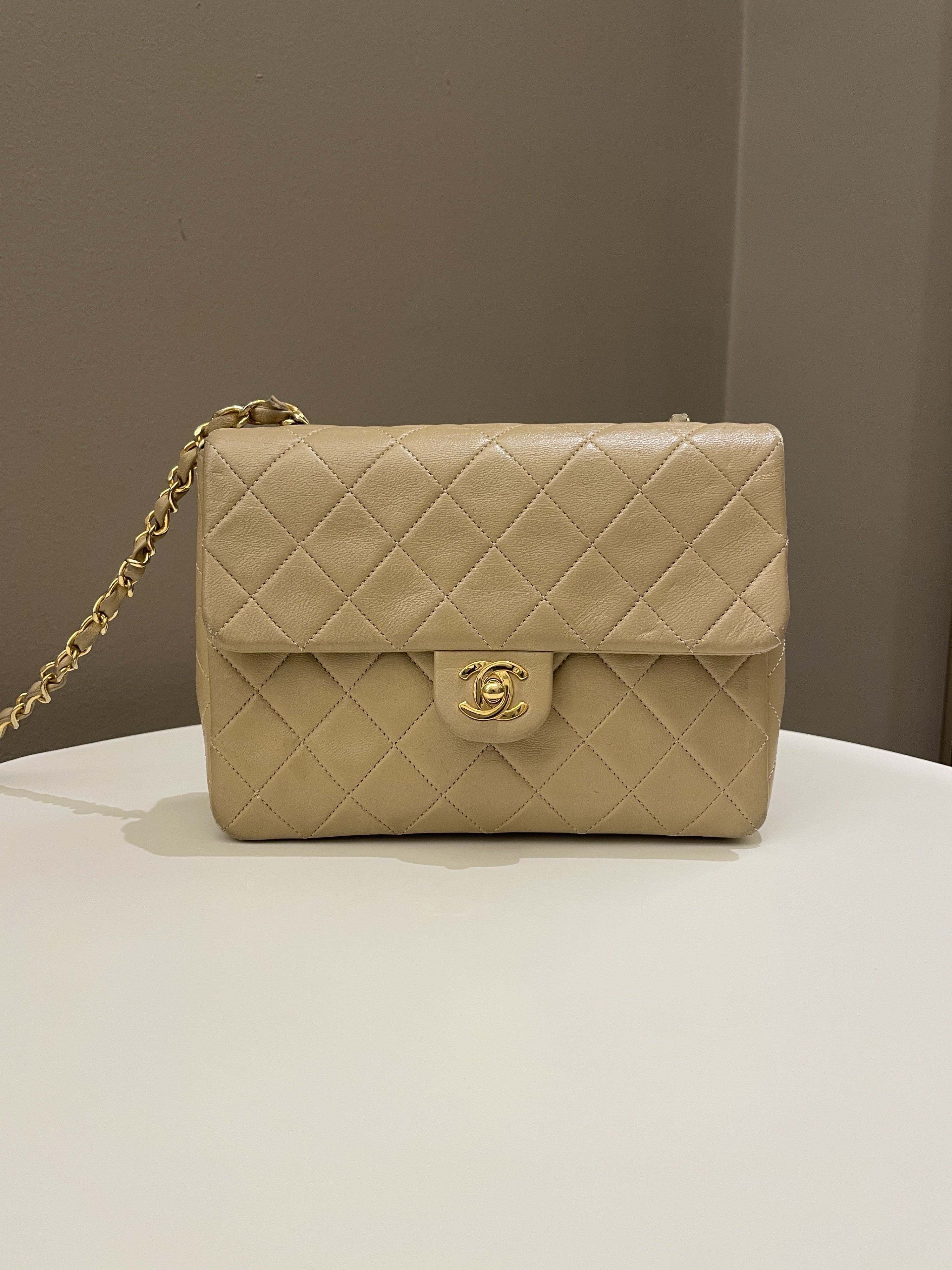 Chanel Vintage Quilted Flap Beige Lambskin