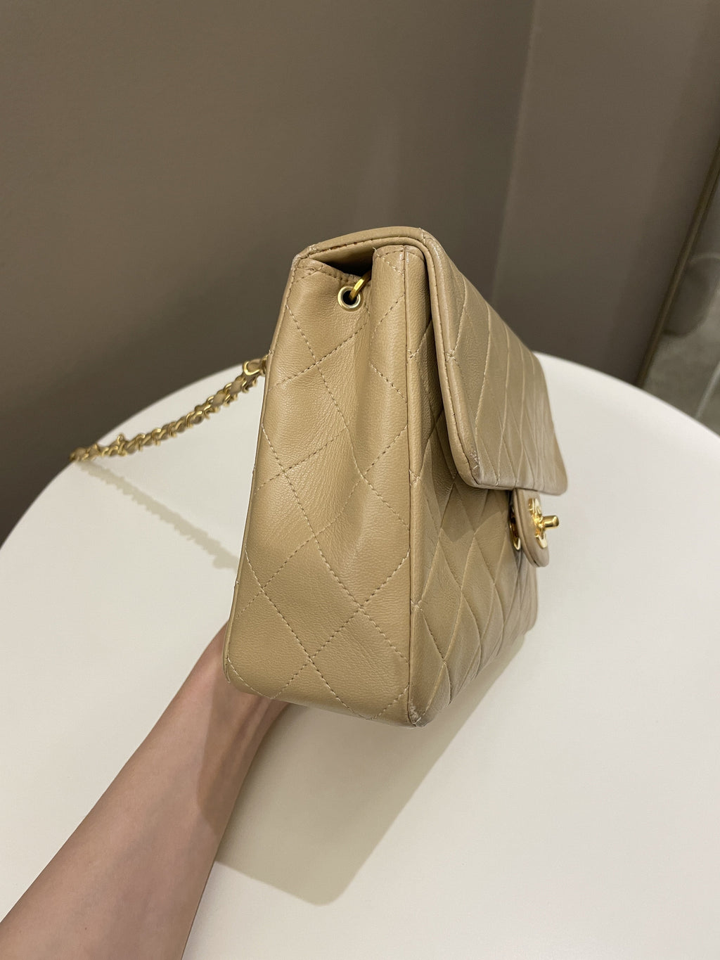 Chanel Vintage Quilted Flap Beige Lambskin