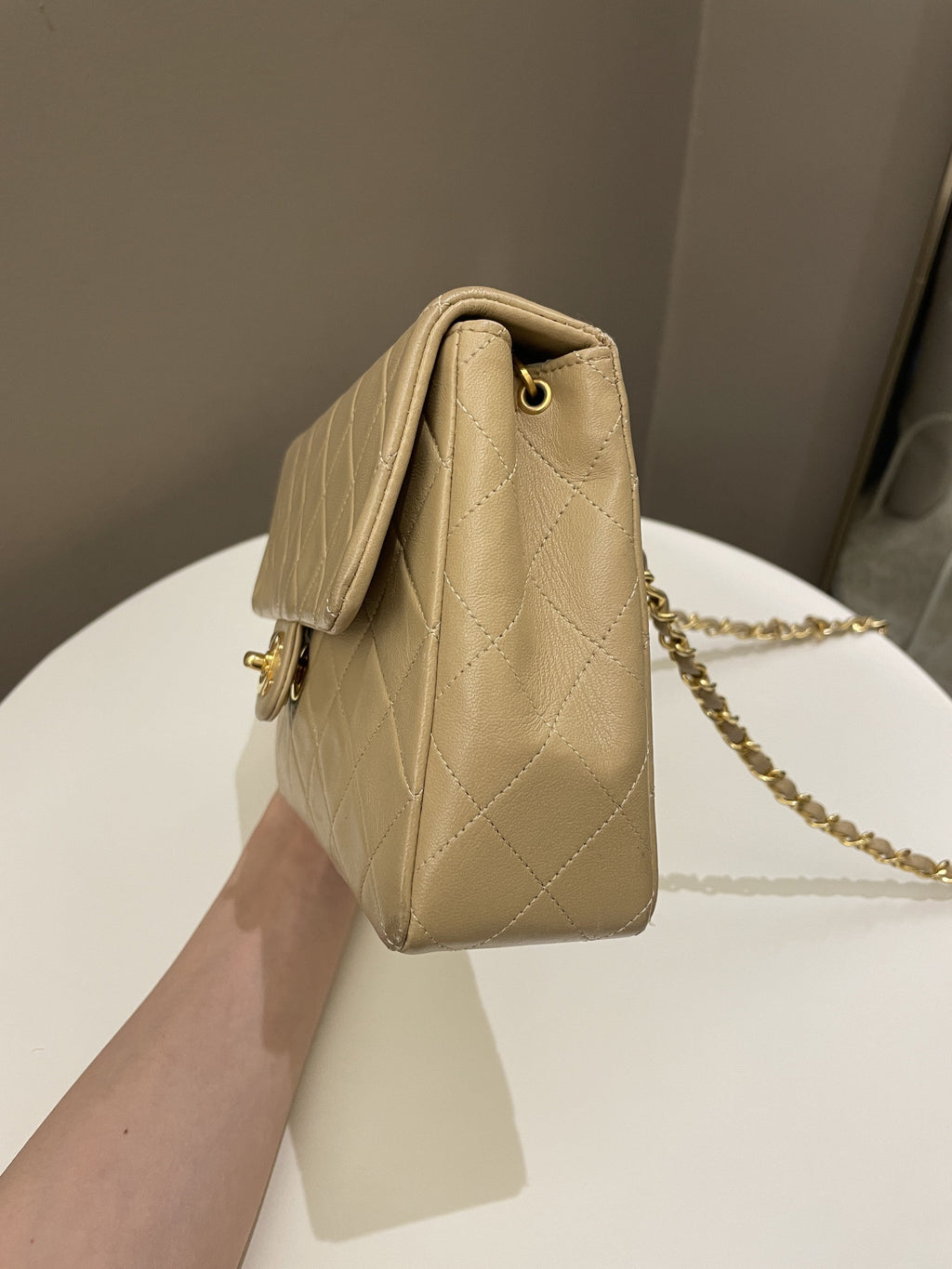 Chanel Vintage Quilted Flap Beige Lambskin