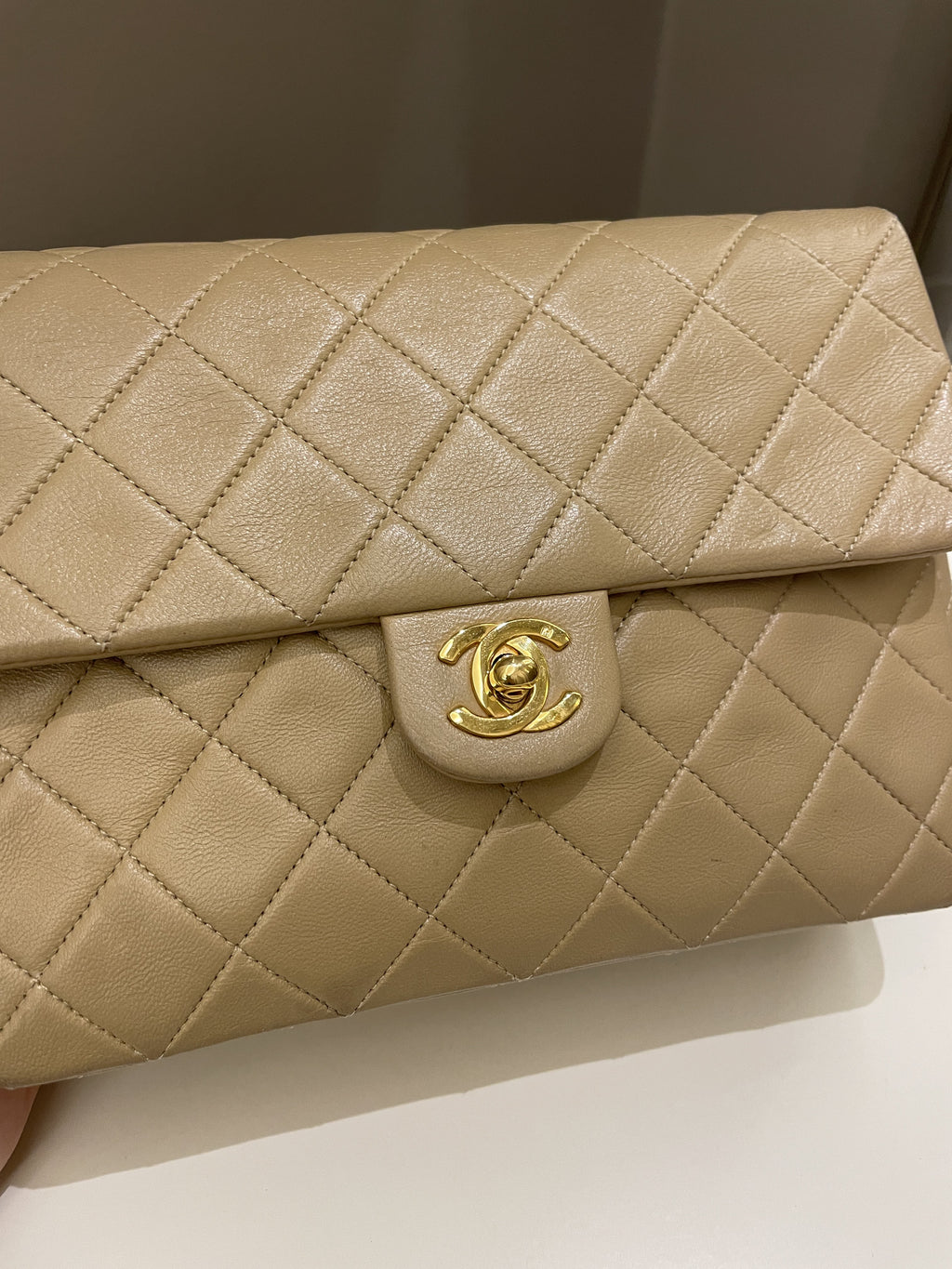Chanel Vintage Quilted Flap Beige Lambskin