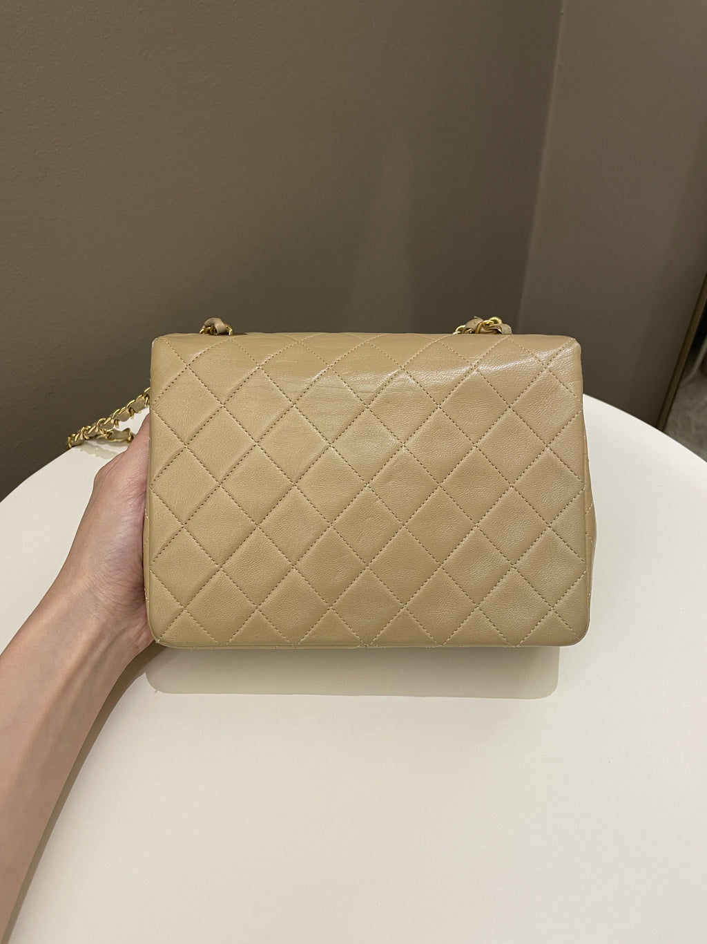 Chanel Vintage Quilted Flap Beige Lambskin