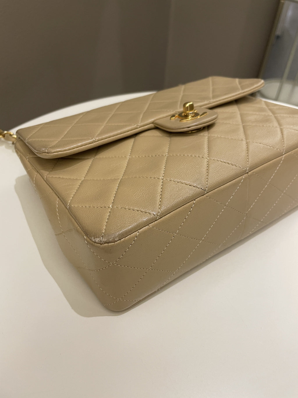 Chanel Vintage Quilted Flap Beige Lambskin