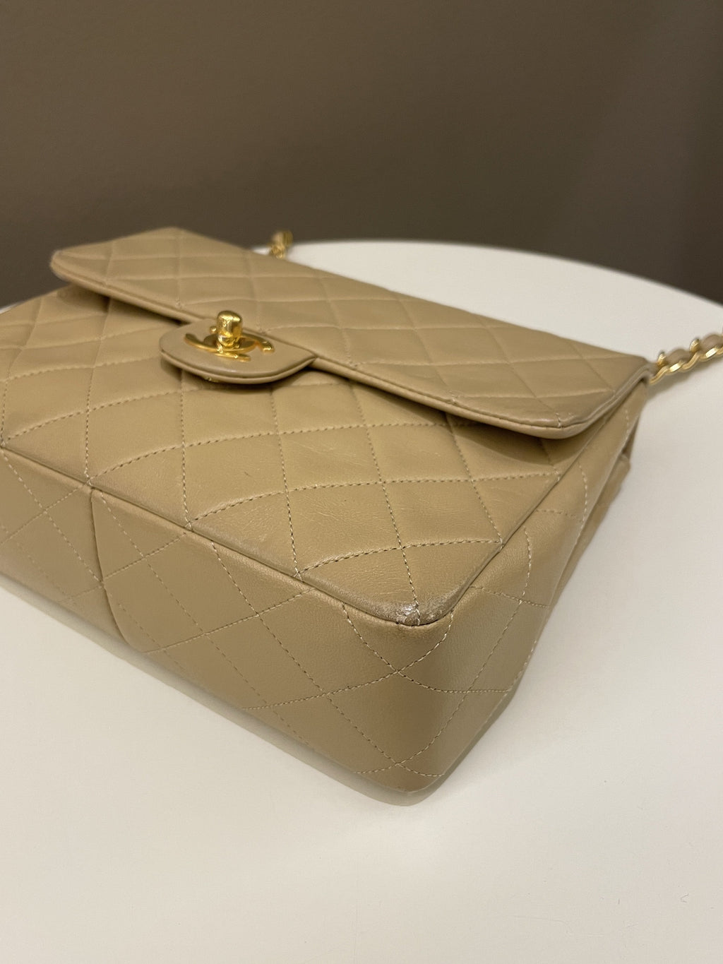 Chanel Vintage Quilted Flap Beige Lambskin