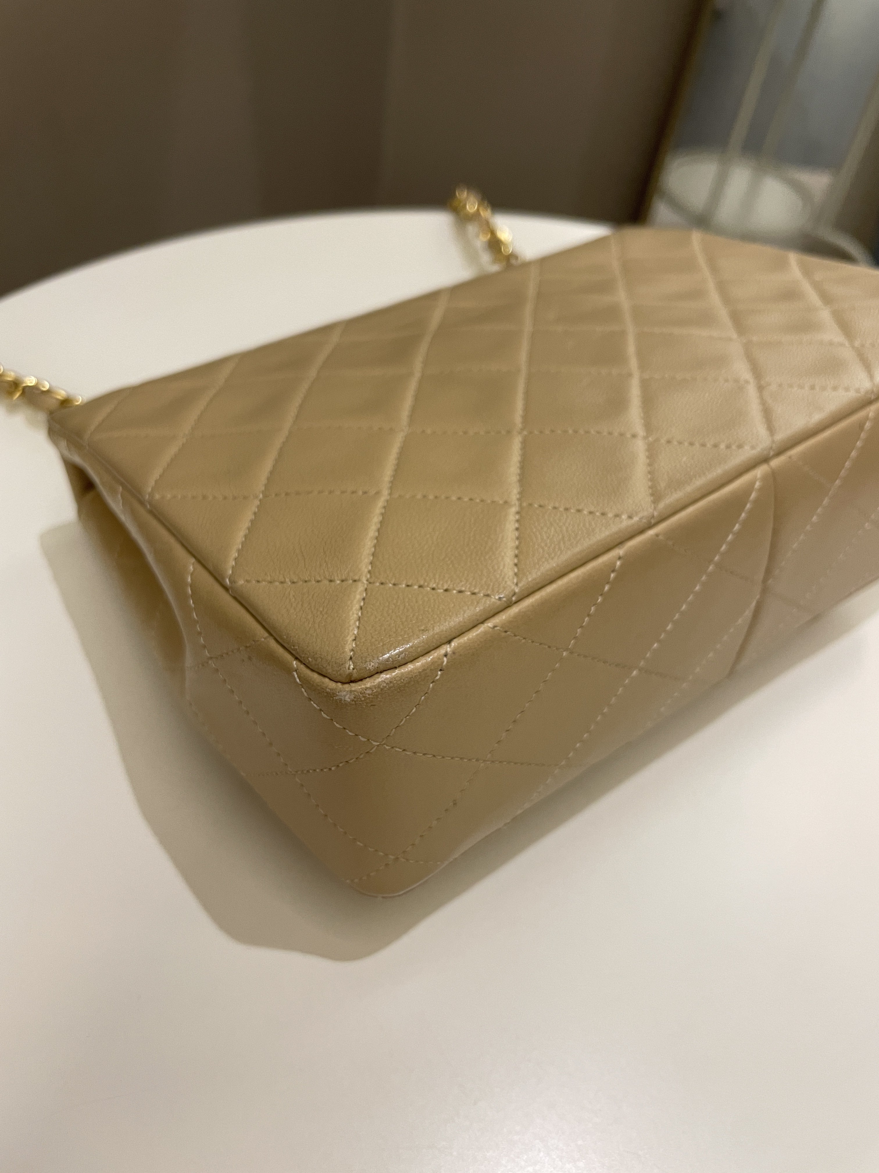 Chanel Vintage Quilted Flap Beige Lambskin