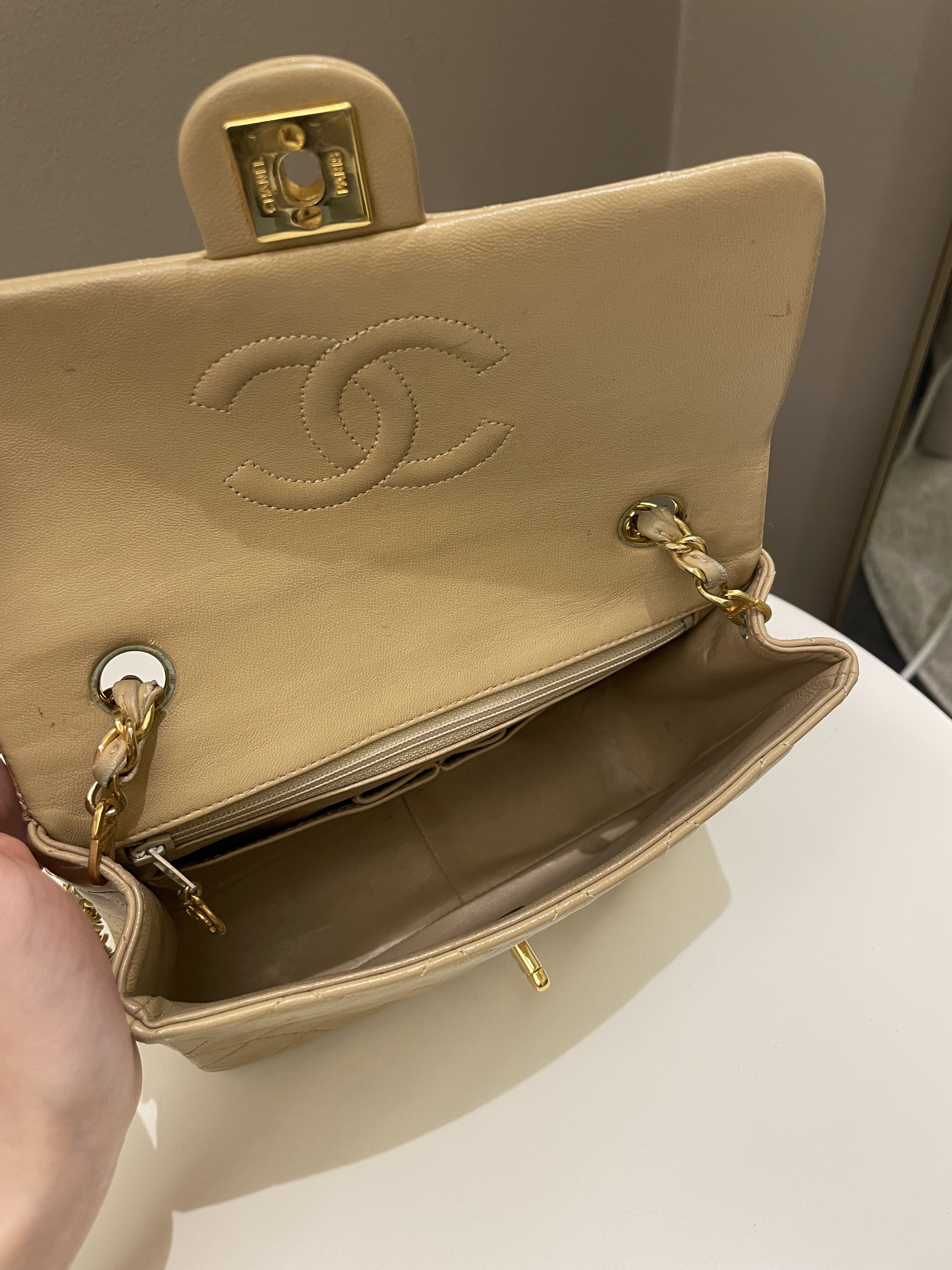 Chanel Vintage Quilted Flap Beige Lambskin