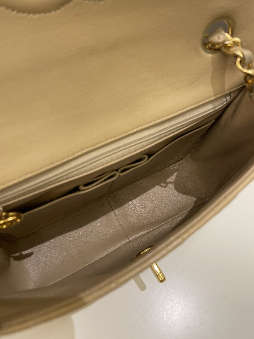 Chanel Vintage Quilted Flap Beige Lambskin