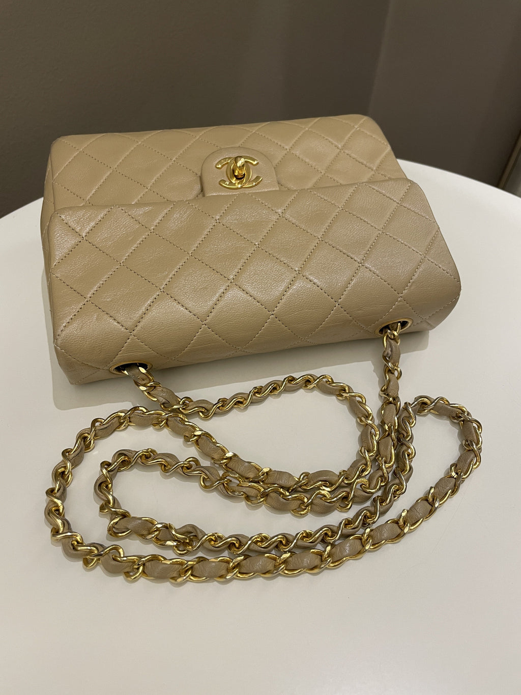Chanel Vintage Quilted Flap Beige Lambskin