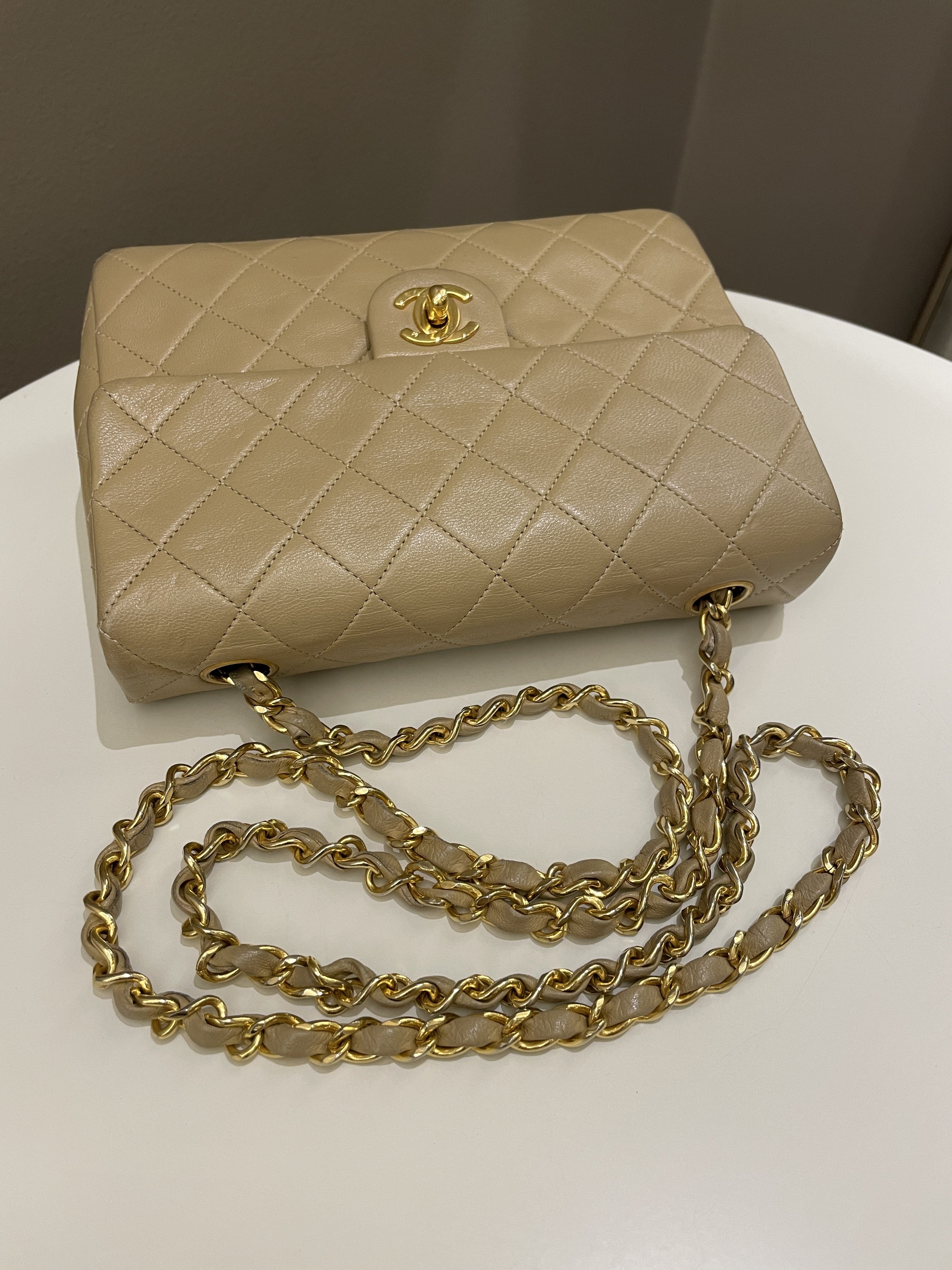 Chanel Vintage Quilted Flap Beige Lambskin