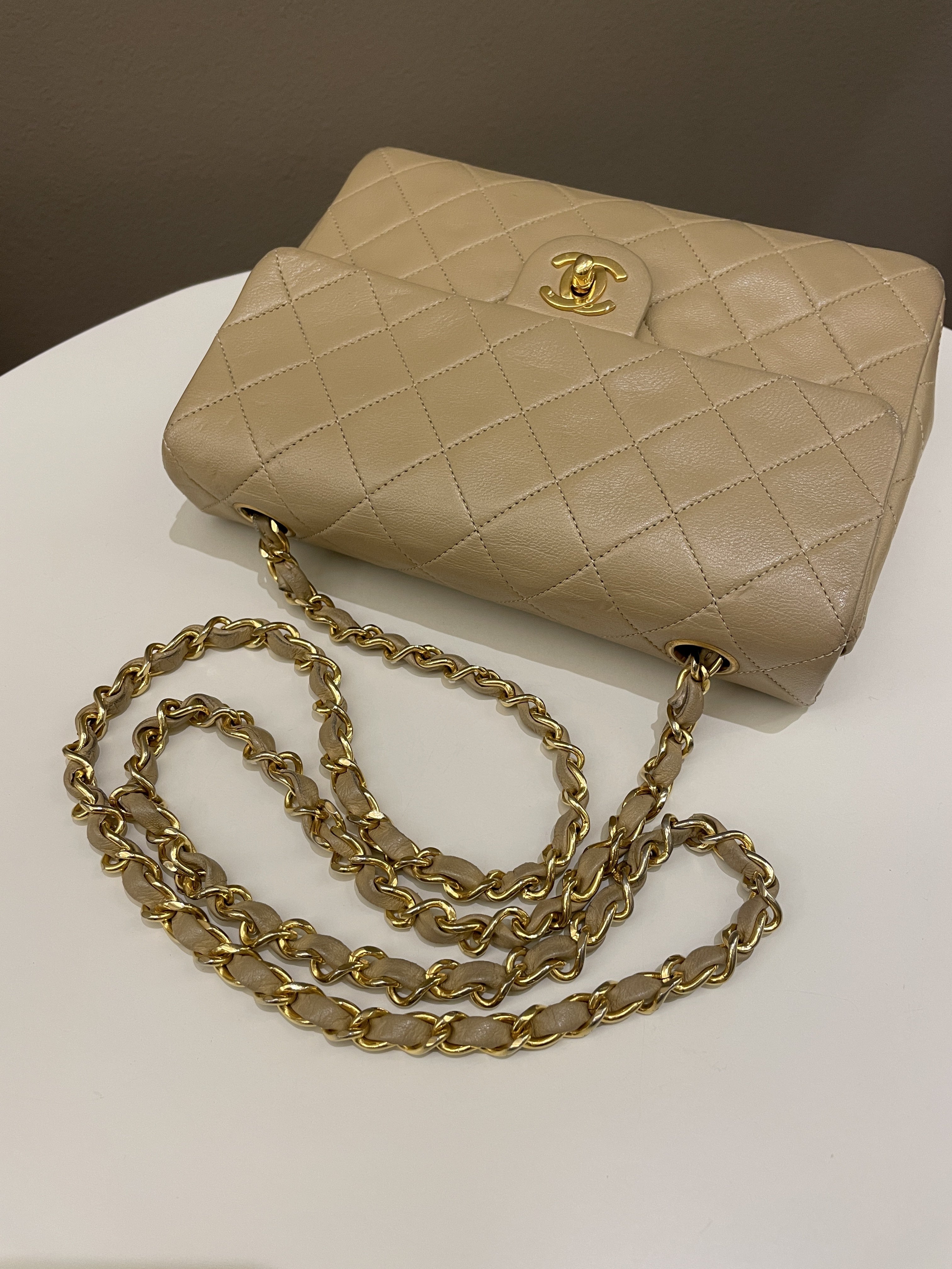 Chanel Vintage Quilted Flap Beige Lambskin