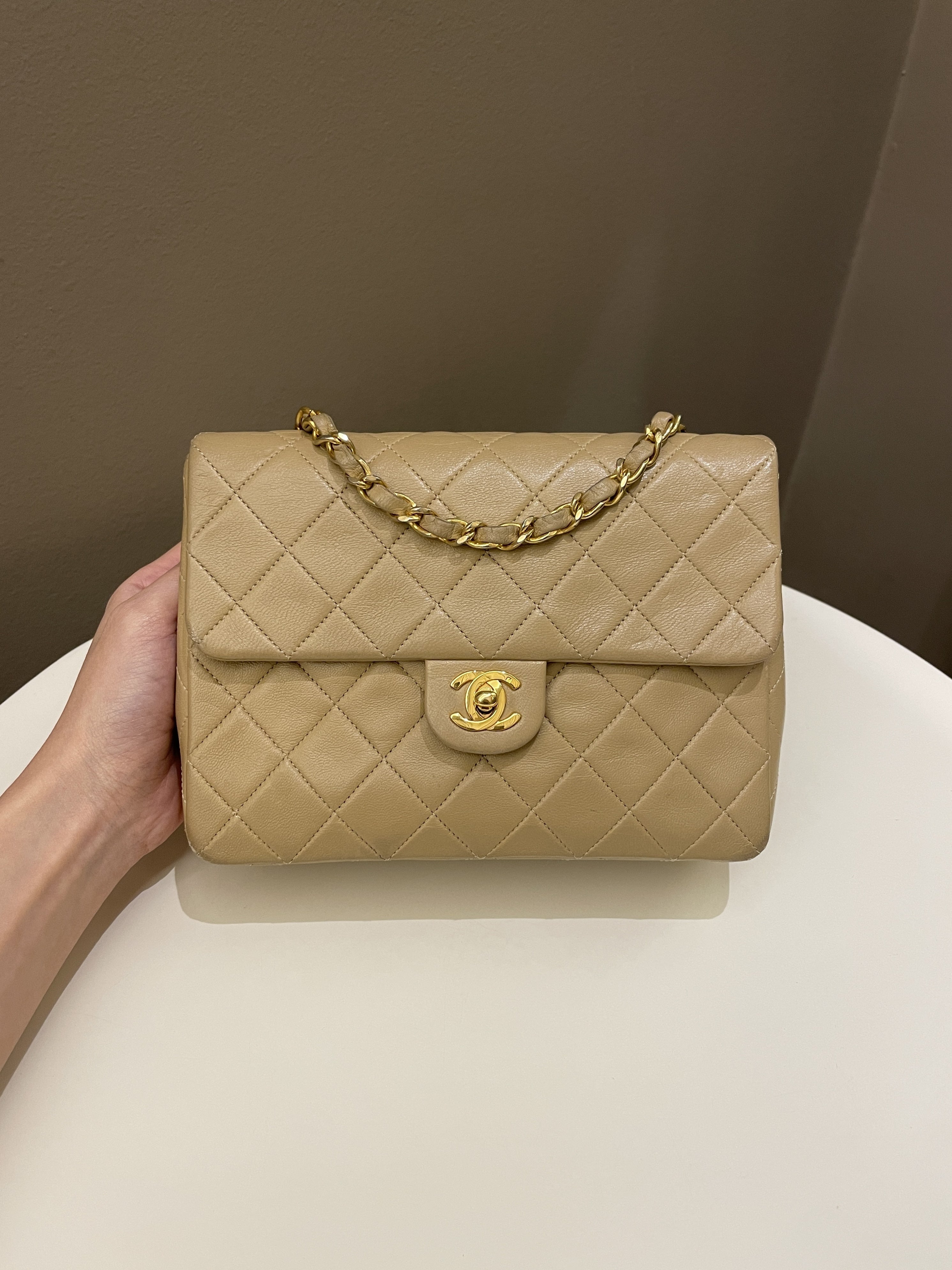 Chanel Vintage Quilted Flap Beige Lambskin