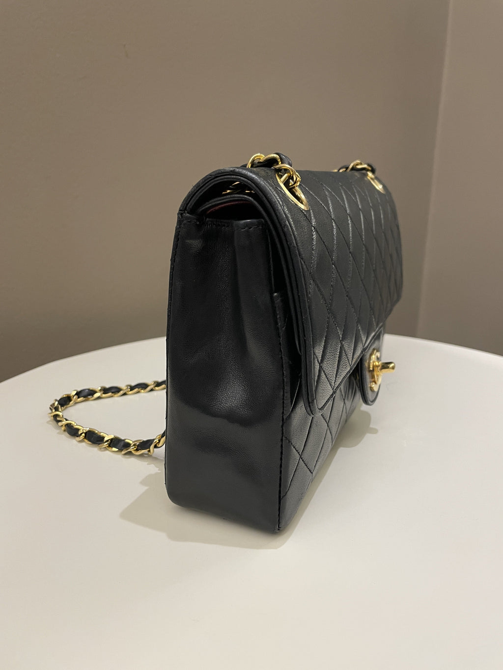 Chanel Vintage Classic Quilted Medium Double Flap Black Lambskin