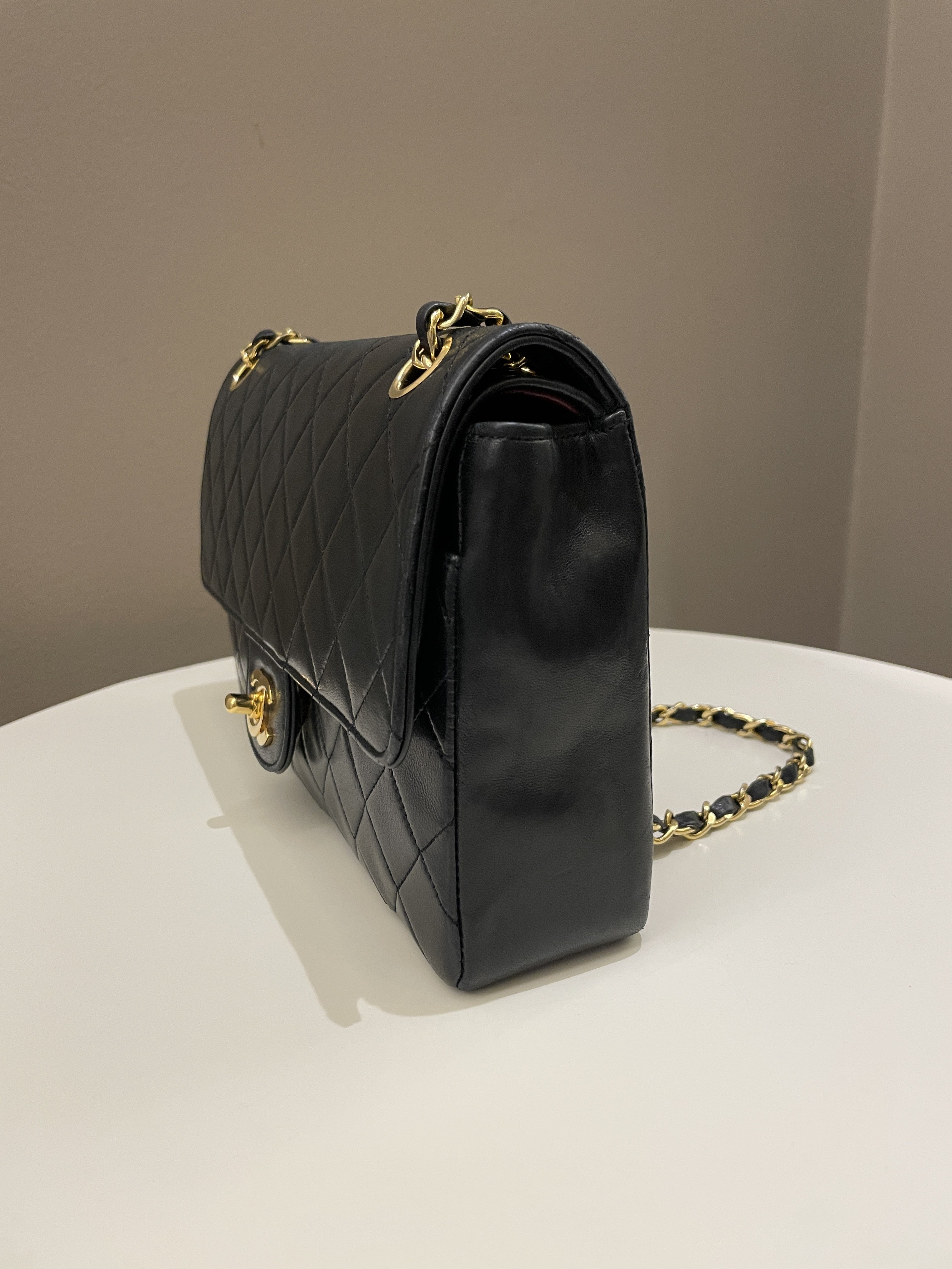 Chanel Vintage Classic Quilted Medium Double Flap Black Lambskin