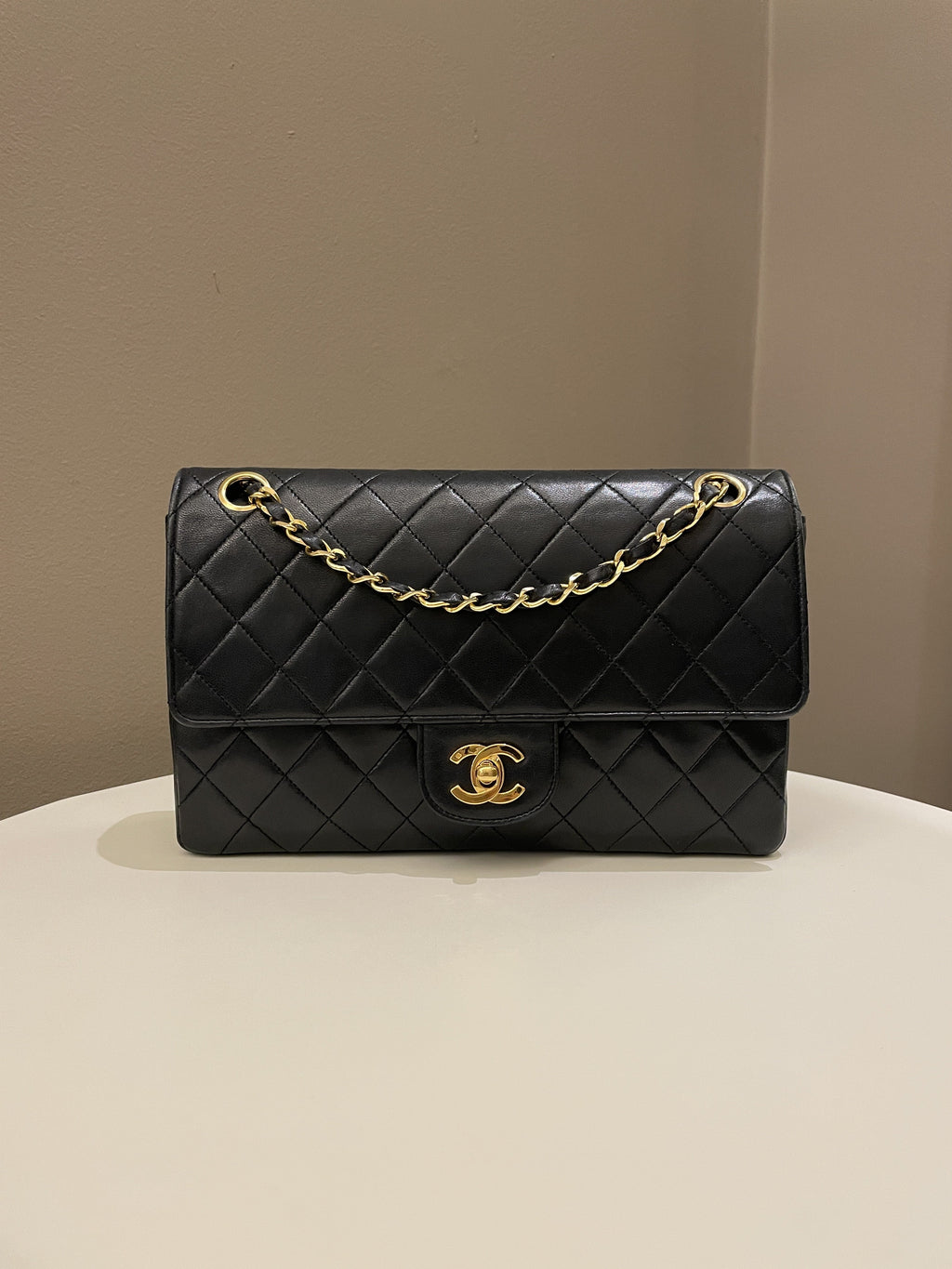 Chanel Vintage Classic Quilted Medium Double Flap Black Lambskin