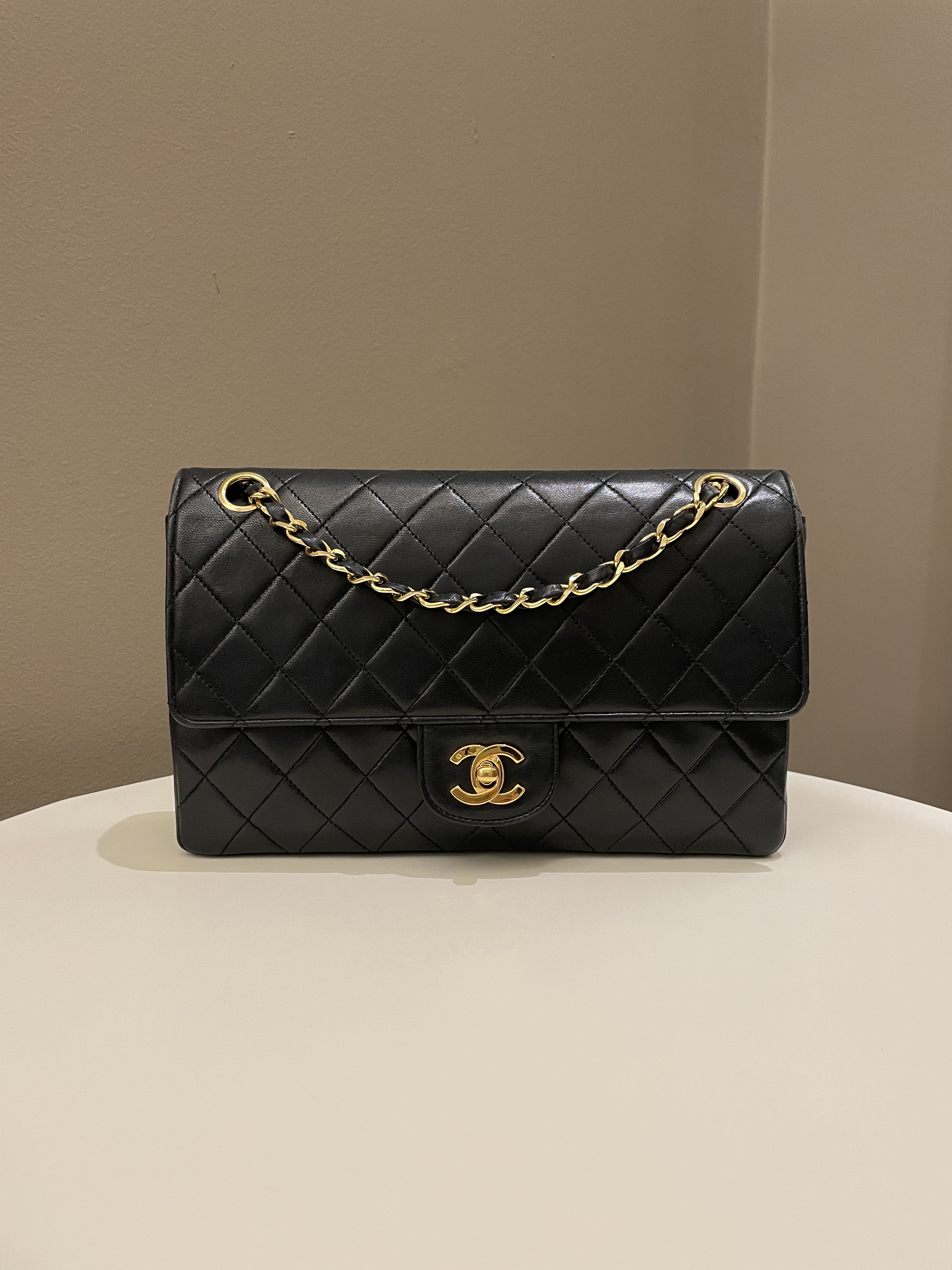 Chanel Vintage Classic Quilted Medium Double Flap Black Lambskin