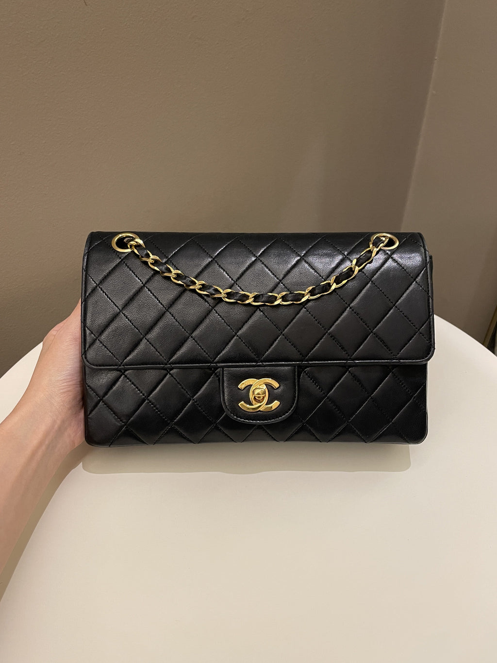 Chanel Vintage Classic Quilted Medium Double Flap Black Lambskin