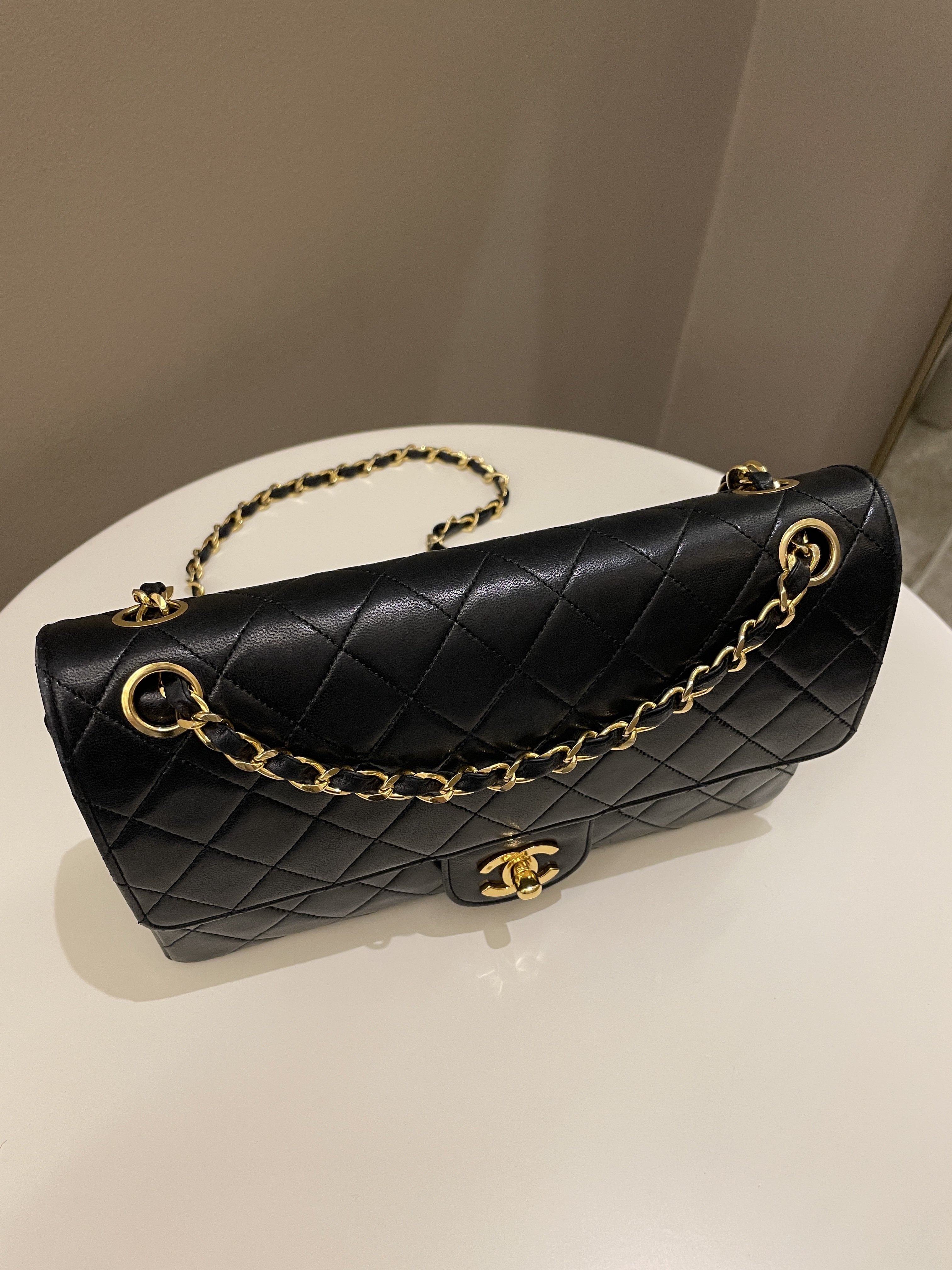 Chanel Vintage Classic Quilted Medium Double Flap Black Lambskin