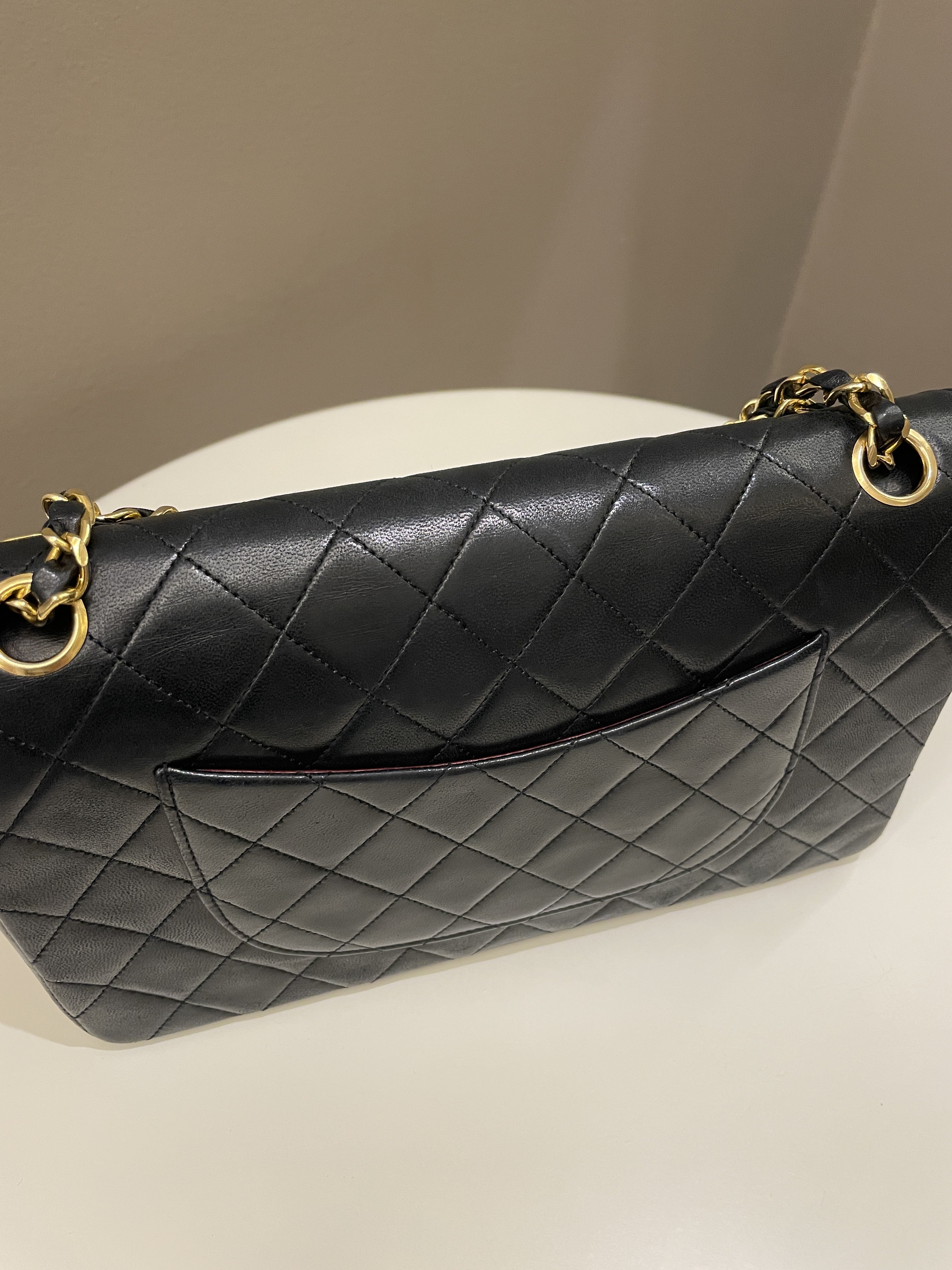 Chanel Vintage Classic Quilted Medium Double Flap Black Lambskin