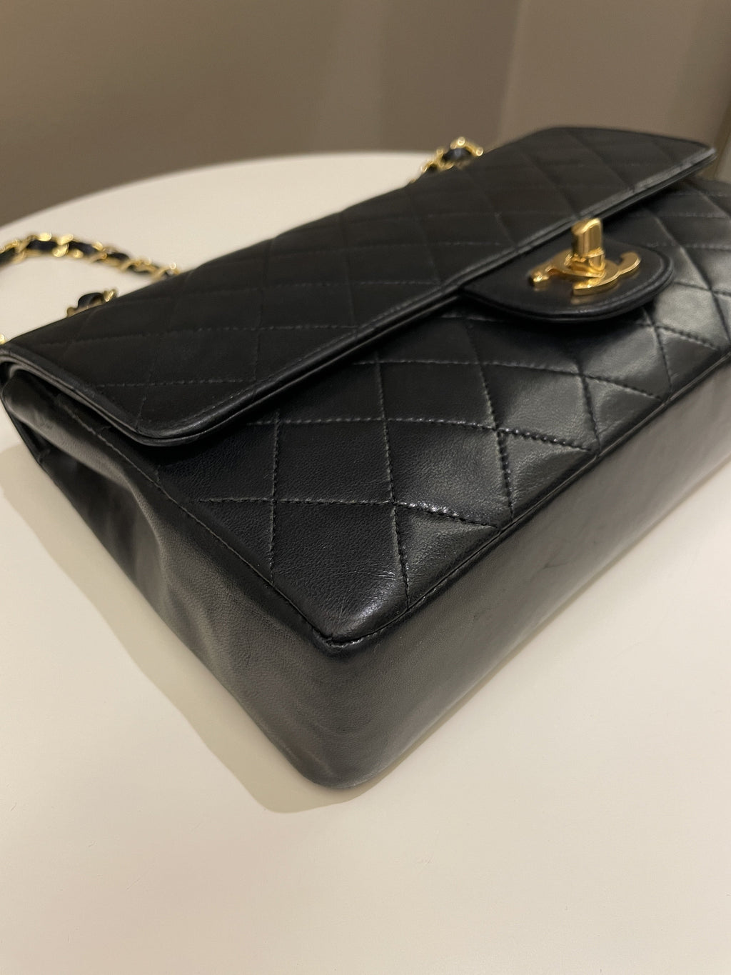 Chanel Vintage Classic Quilted Medium Double Flap Black Lambskin