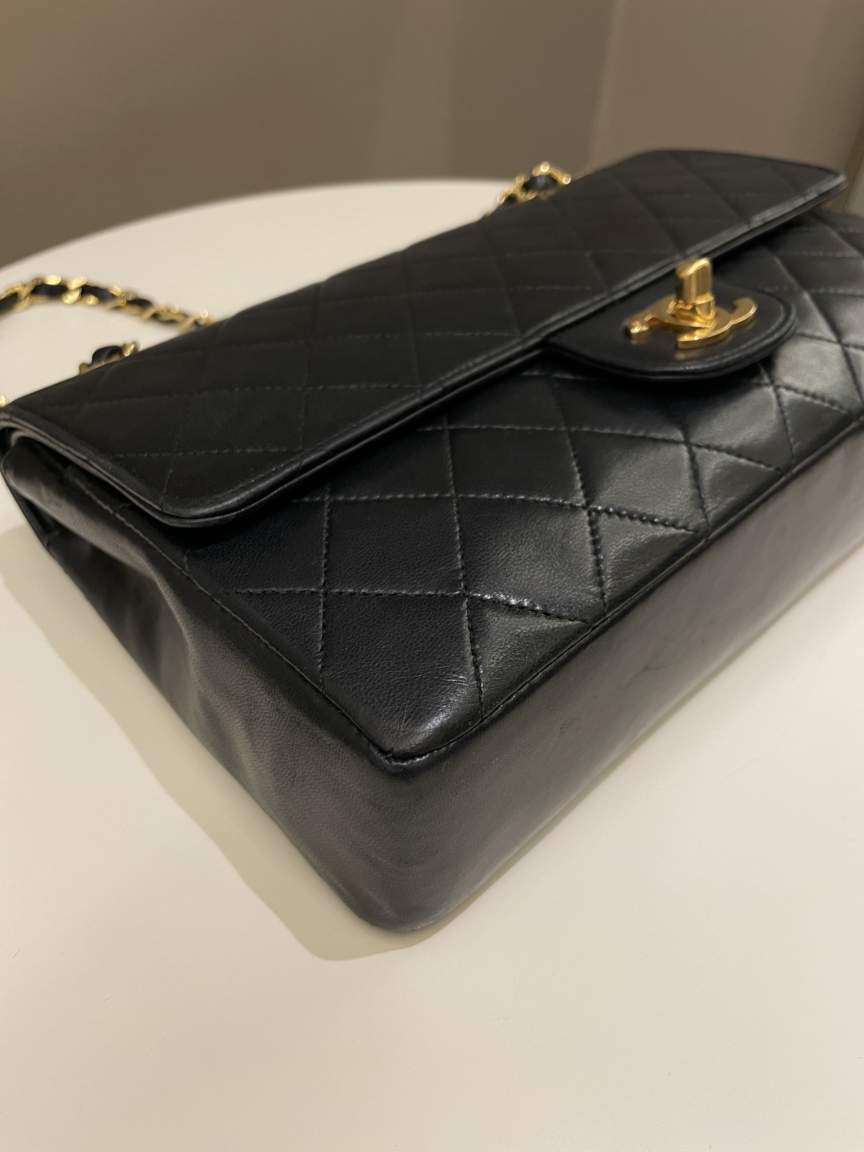 Chanel Vintage Classic Quilted Medium Double Flap Black Lambskin