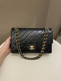 Chanel Vintage Classic Quilted Medium Double Flap Black Lambskin