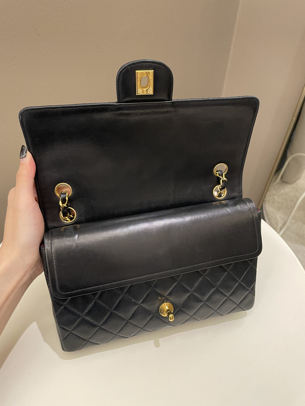 Chanel Vintage Classic Quilted Medium Double Flap Black Lambskin