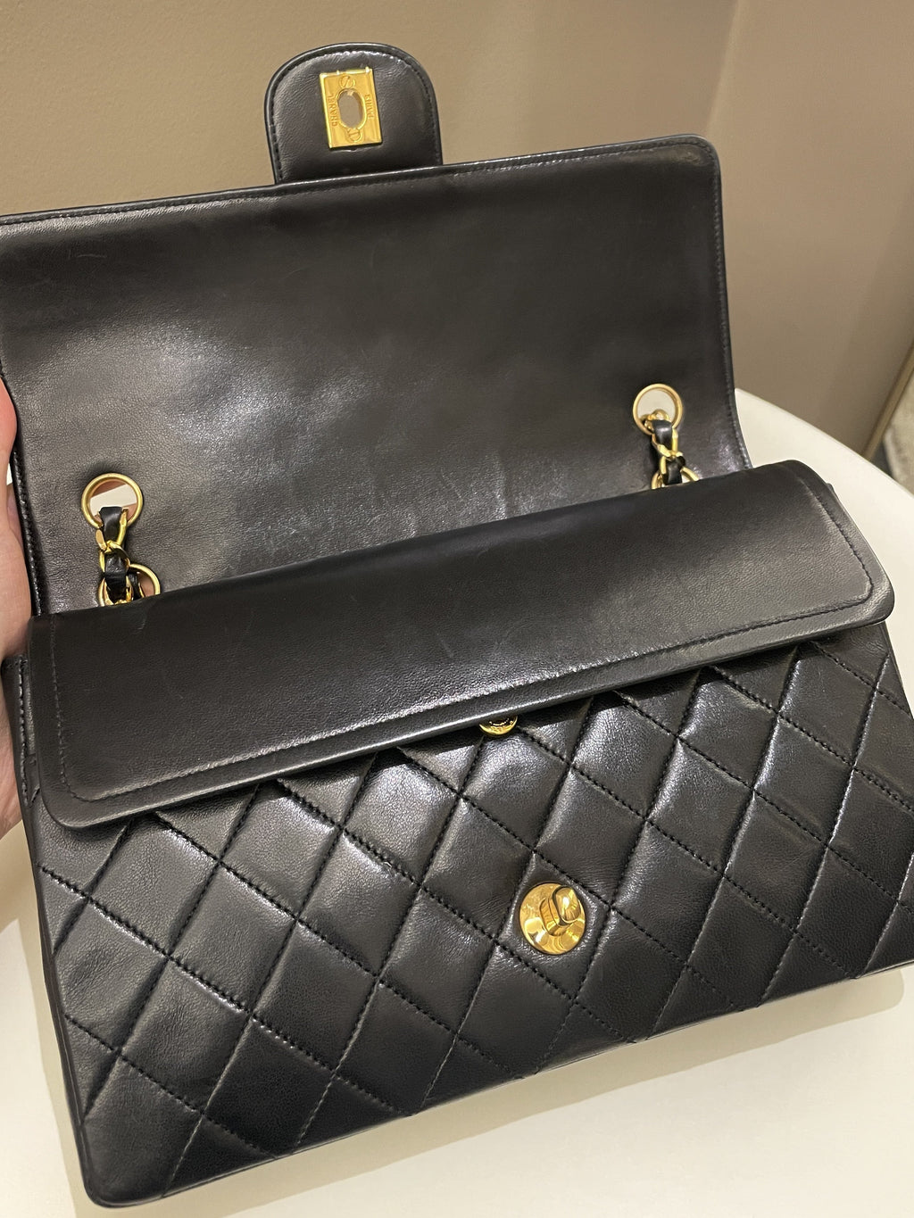 Chanel Vintage Classic Quilted Medium Double Flap Black Lambskin