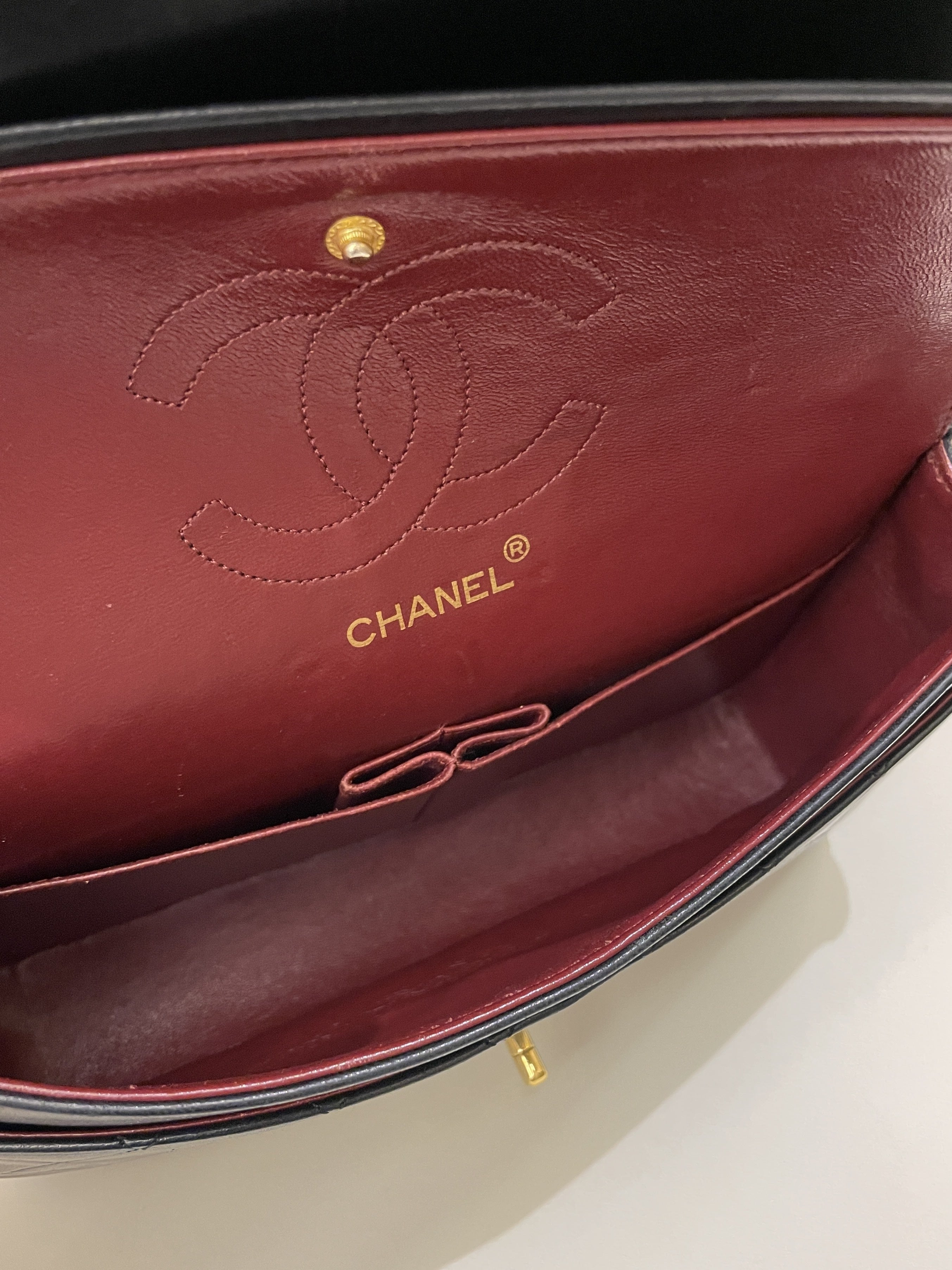 Chanel Vintage Classic Quilted Medium Double Flap Black Lambskin